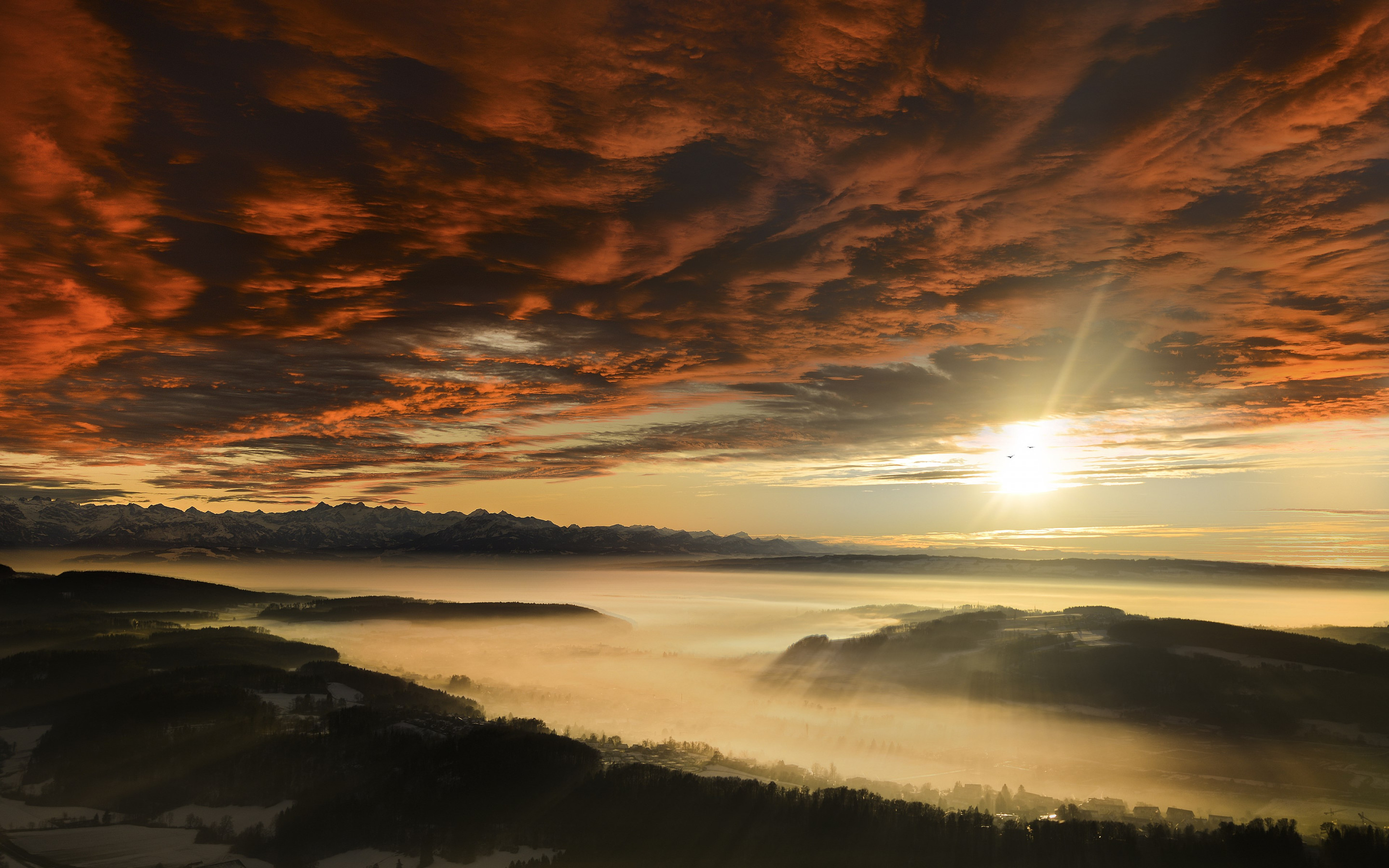 Sunset from Uetliberg, Switzerland wallpaper 2880x1800