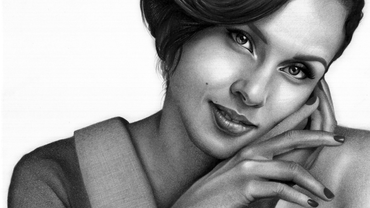 The drawn portrait of Alicia Keys wallpaper 1280x720