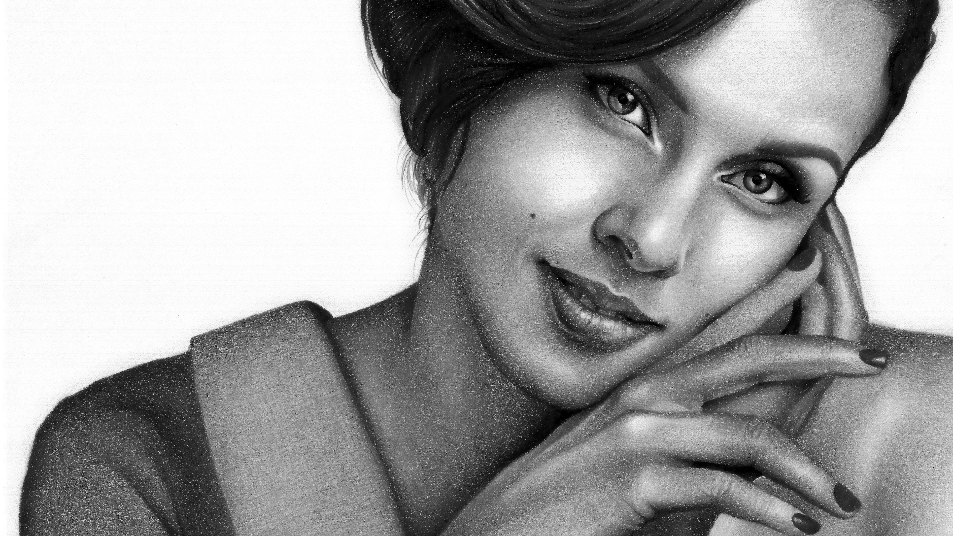 The drawn portrait of Alicia Keys wallpaper 3840x2160