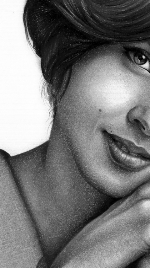 The drawn portrait of Alicia Keys wallpaper 480x854
