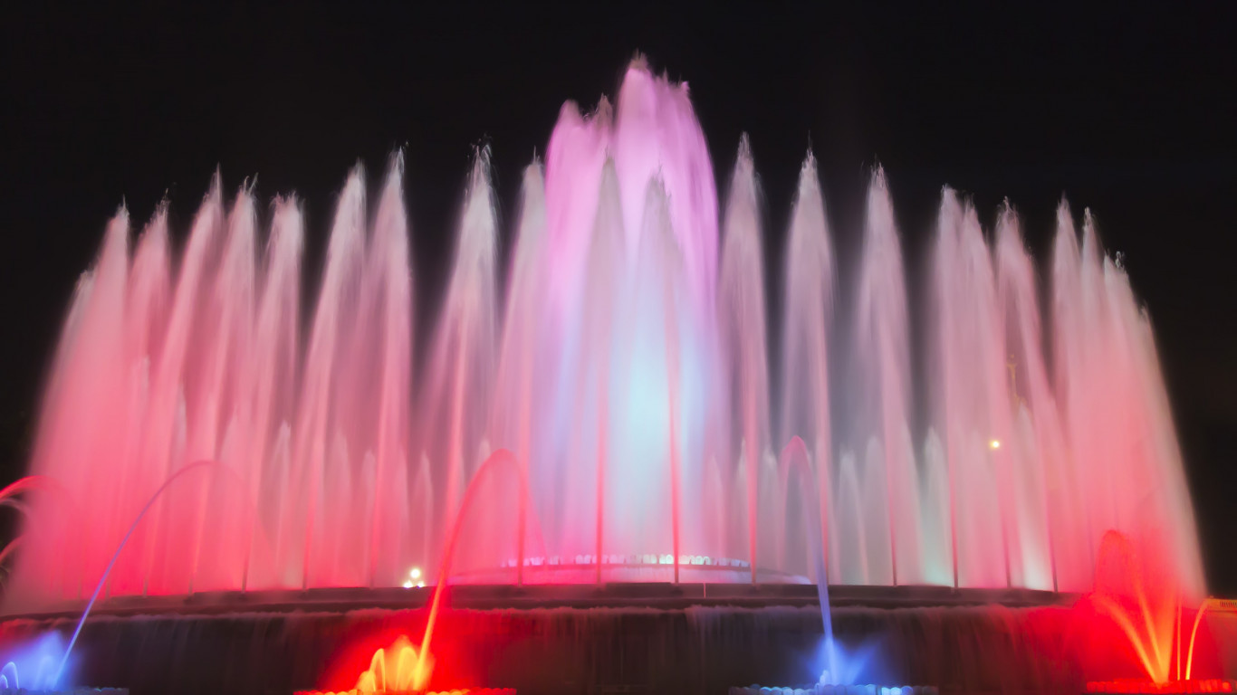 Fountains in Barcelona wallpaper 1366x768