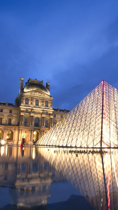 Louvre pyramid and museum wallpaper 480x854