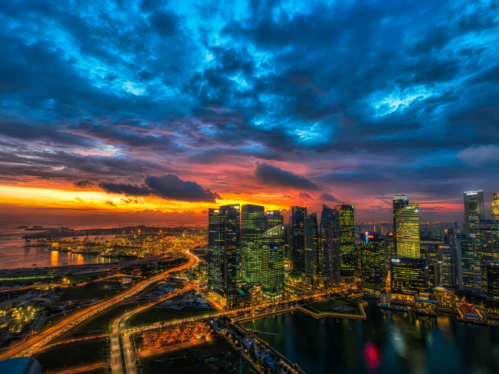 Panoramic view of Singapore wallpaper 1024x768