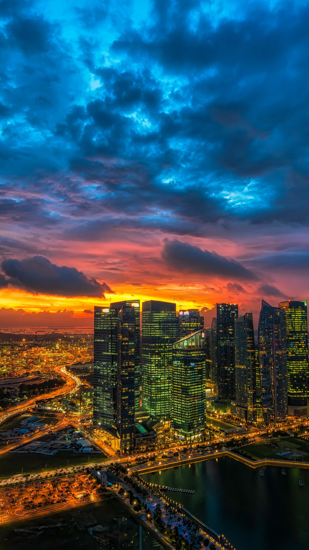 Panoramic view of Singapore wallpaper 1080x1920