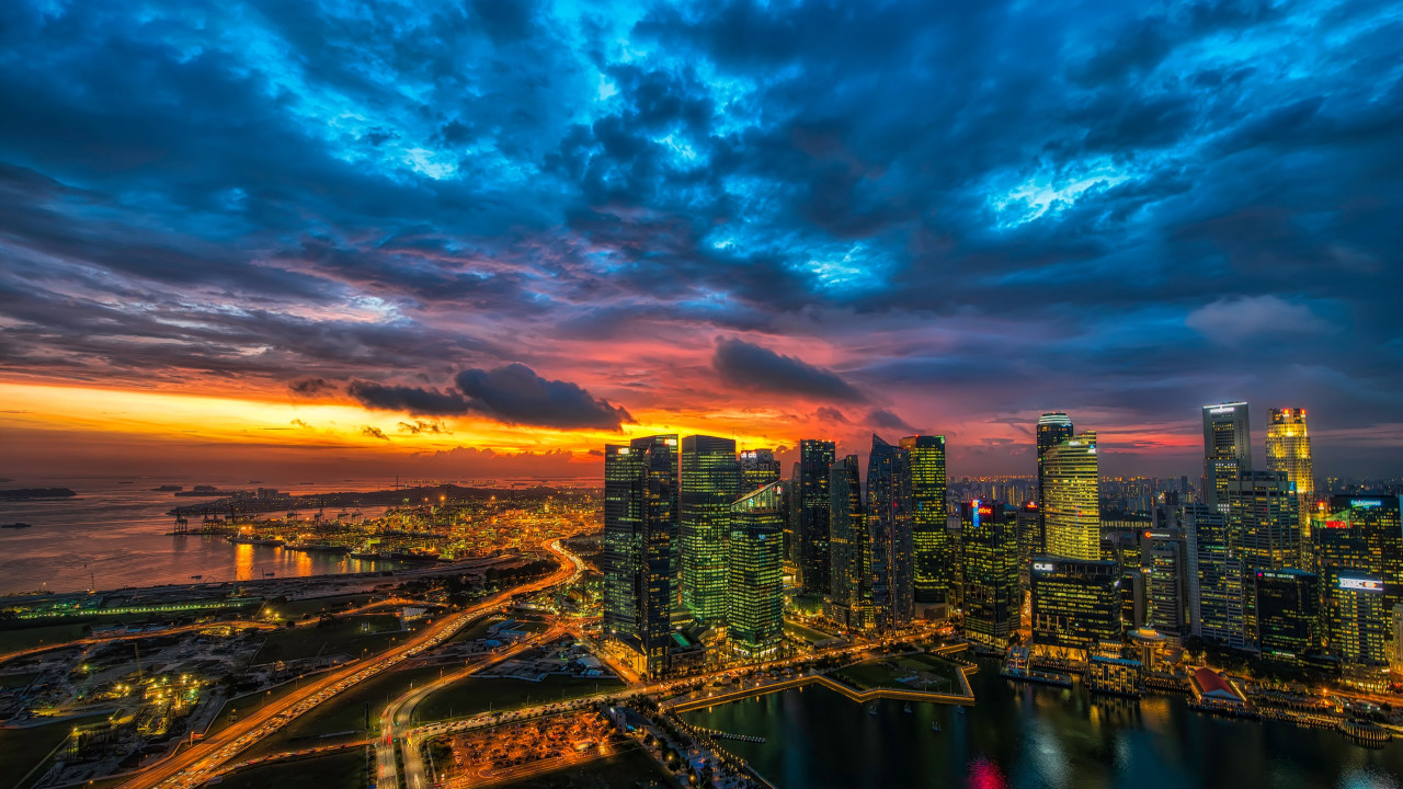 Panoramic view of Singapore wallpaper 1280x720