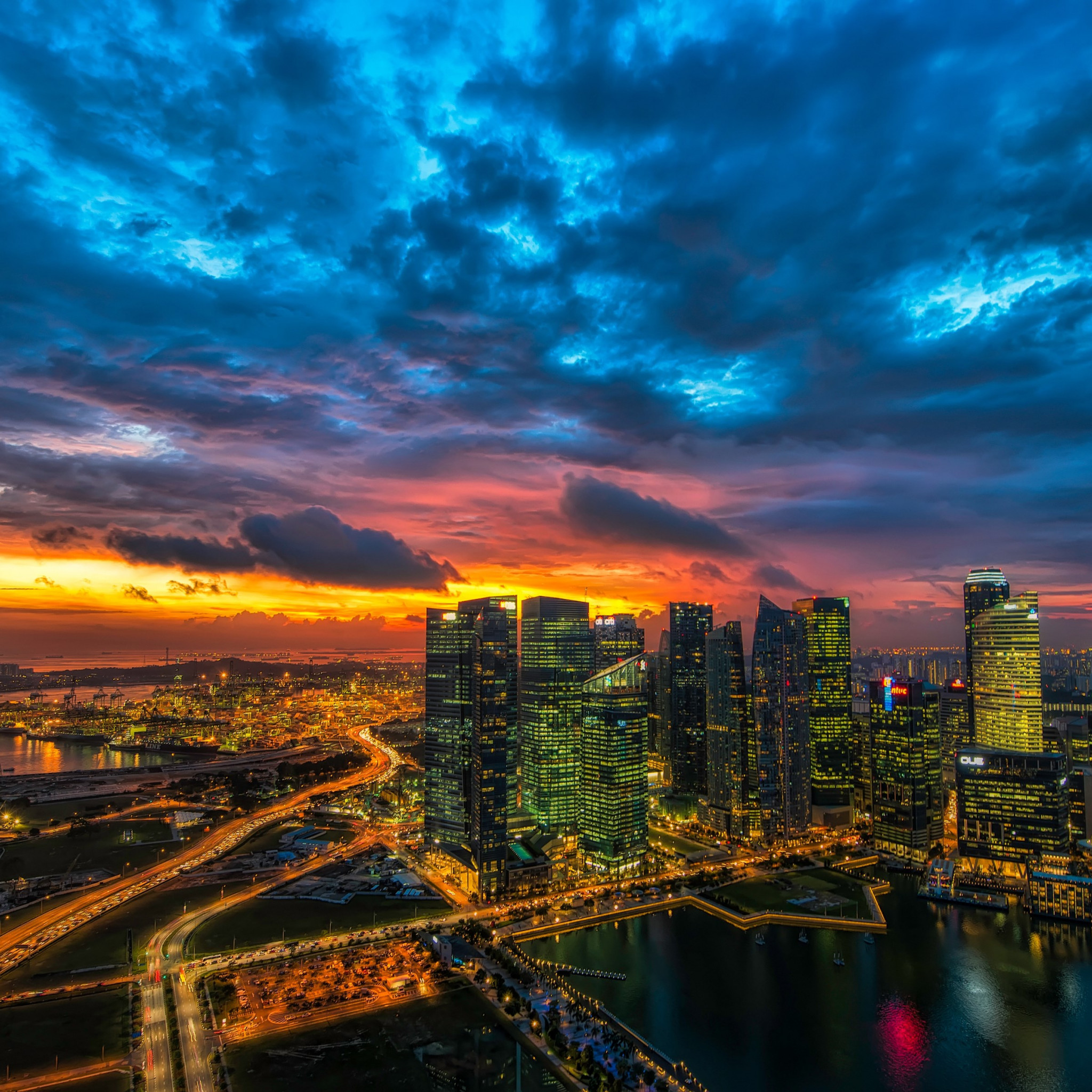Panoramic view of Singapore wallpaper 2048x2048