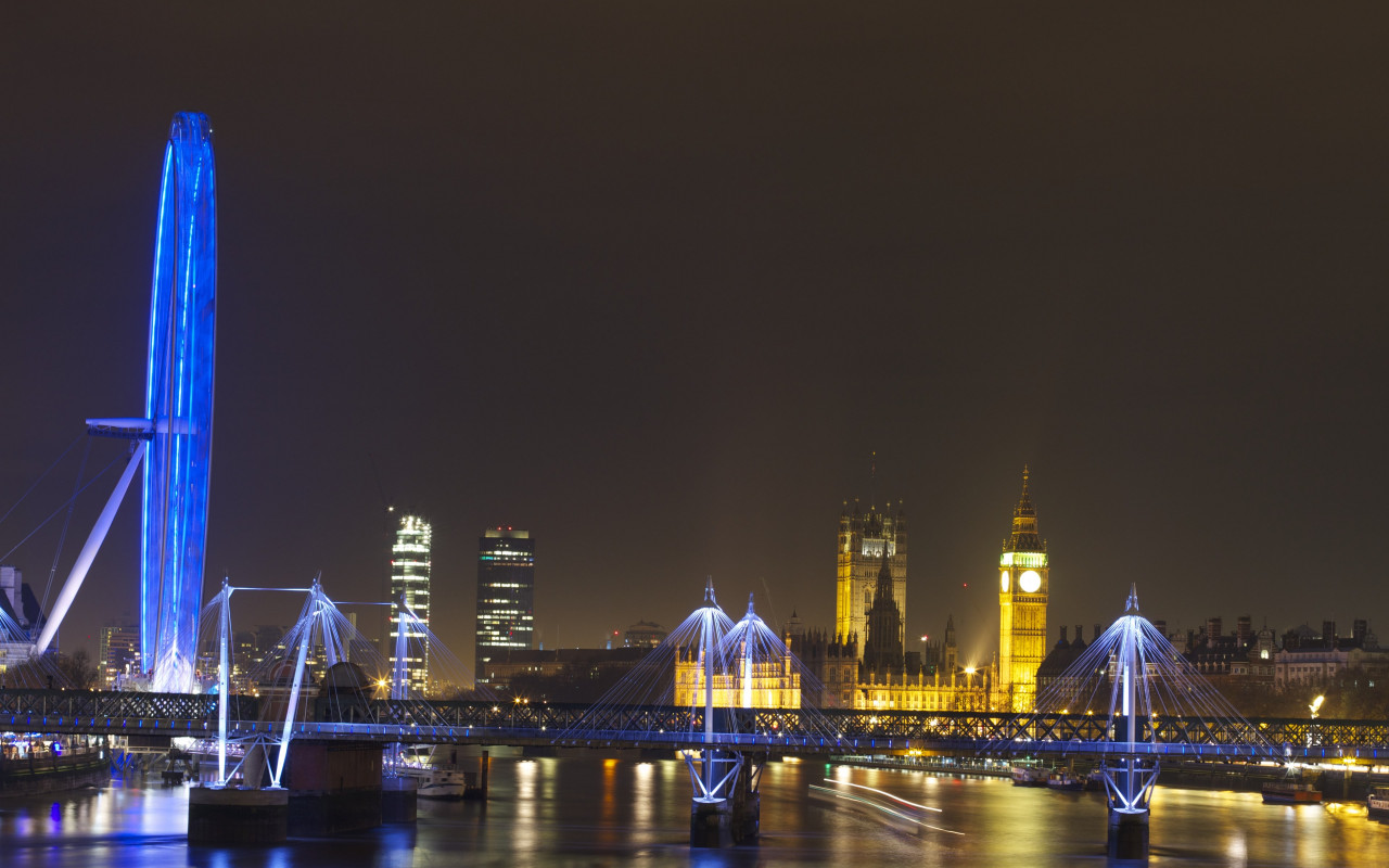 Big Ben and London Eye wallpaper 1280x800