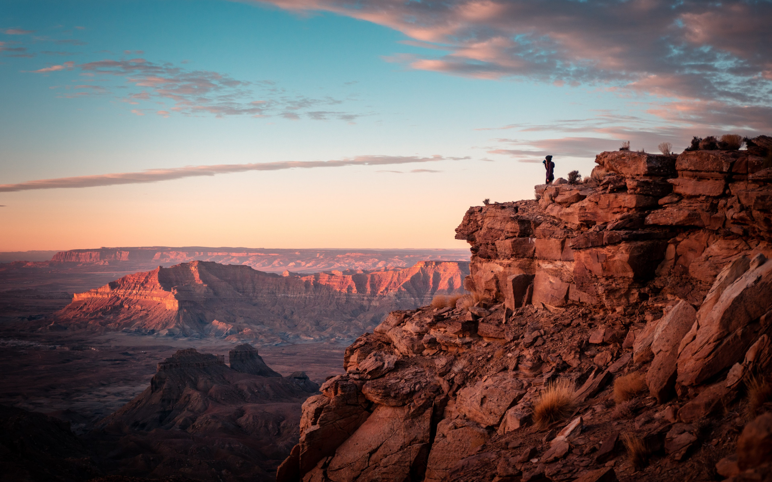 Canyon, sunset, desert, landscape, Bullfrog, USA wallpaper 2560x1600