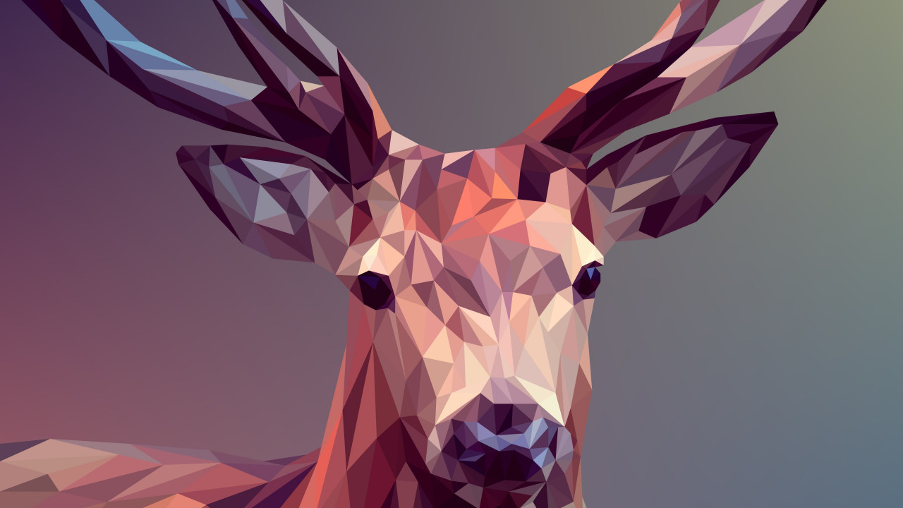 Low Poly Illustration: Deer wallpaper 1280x720