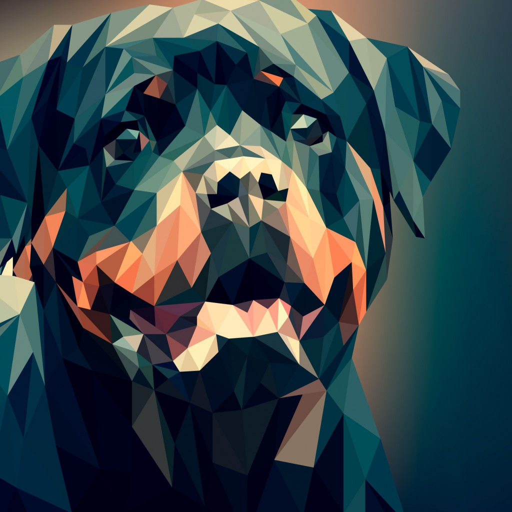 Download wallpaper: Low Poly Illustration: Rottweiler 1024x1024