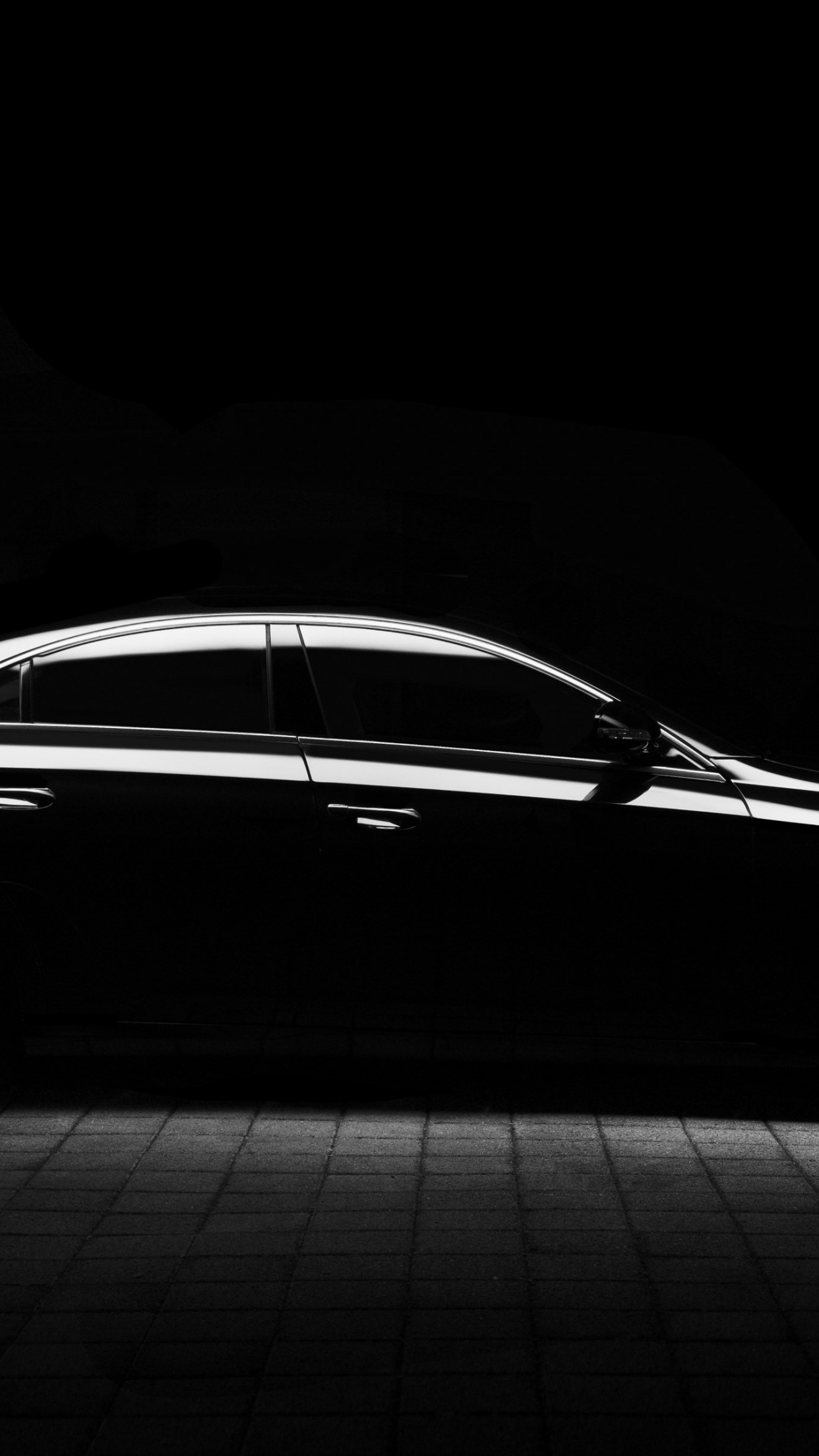 Silhouette of a Mercedes car wallpaper 1242x2208