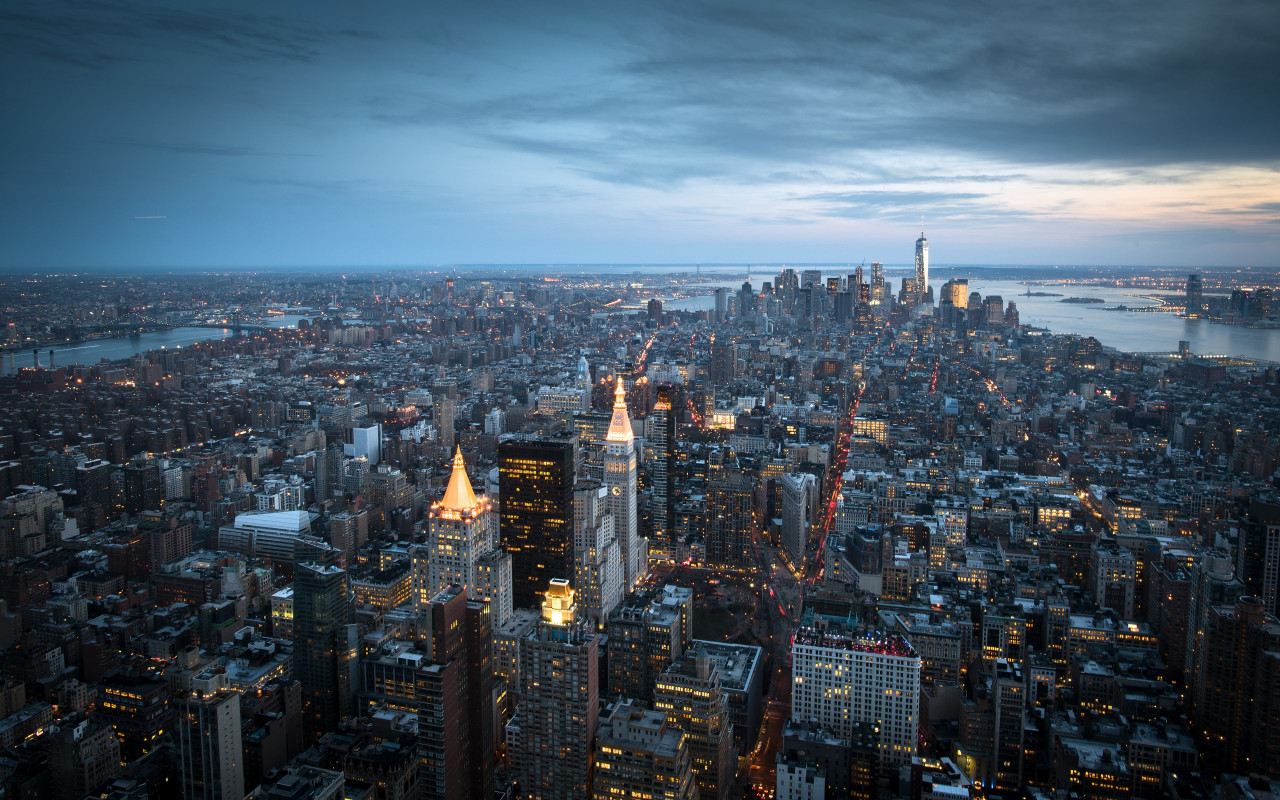 Top view over Manhattan from Empire State wallpaper 1280x800