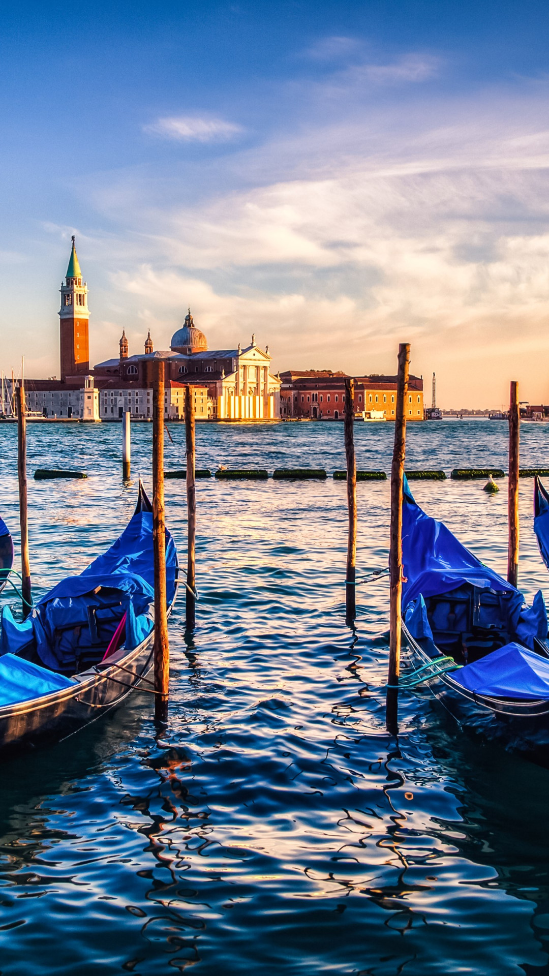 Gondolas from Venice at sunset wallpaper 1080x1920