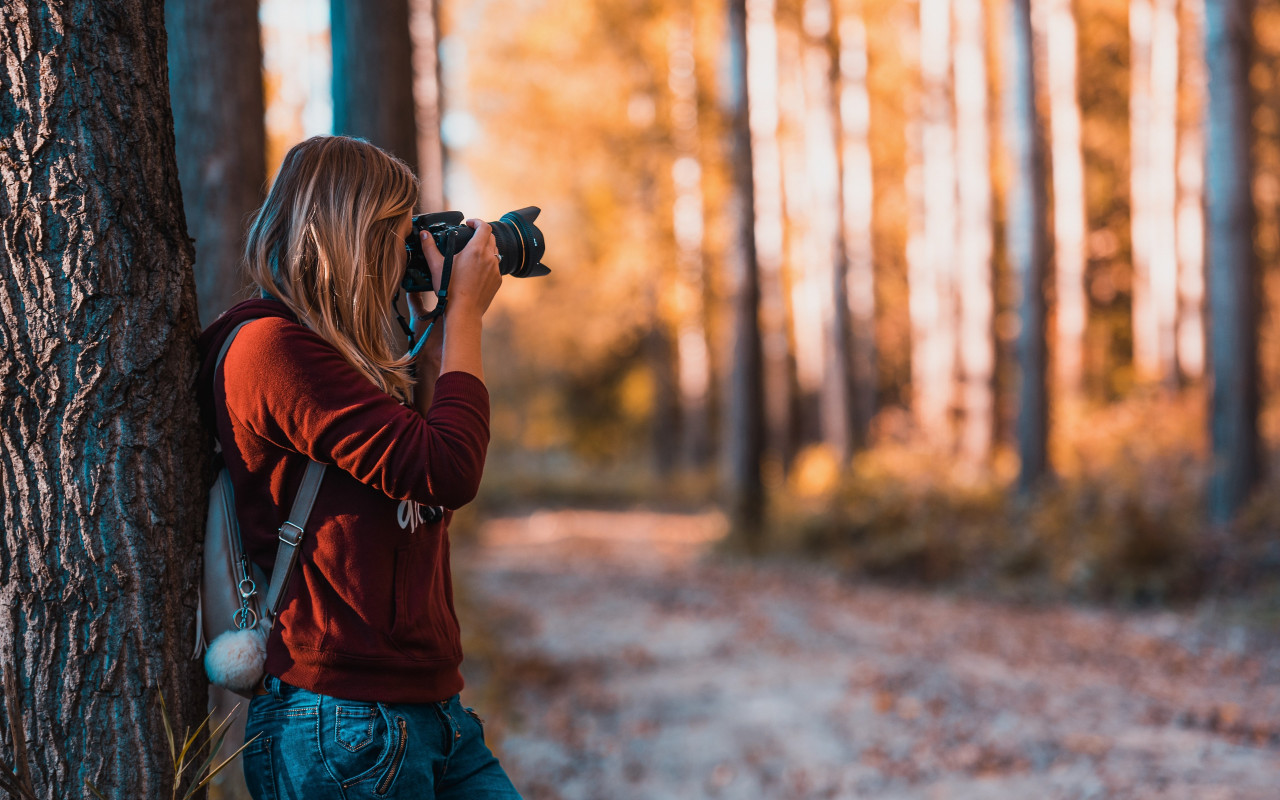 Photographer takes pictures in nature wallpaper 1280x800