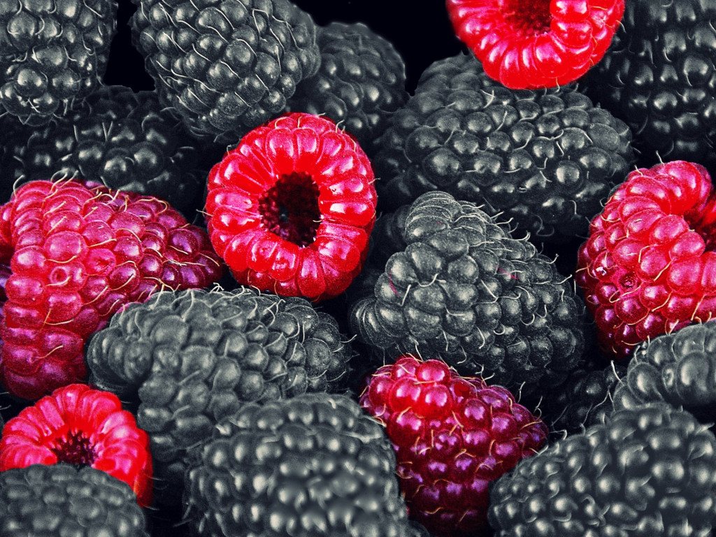 Blackberries and raspberries wallpaper 1024x768