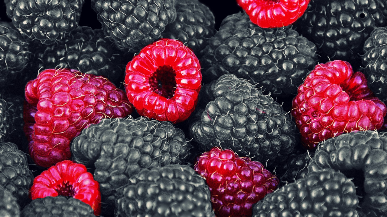 Blackberries and raspberries wallpaper 1280x720