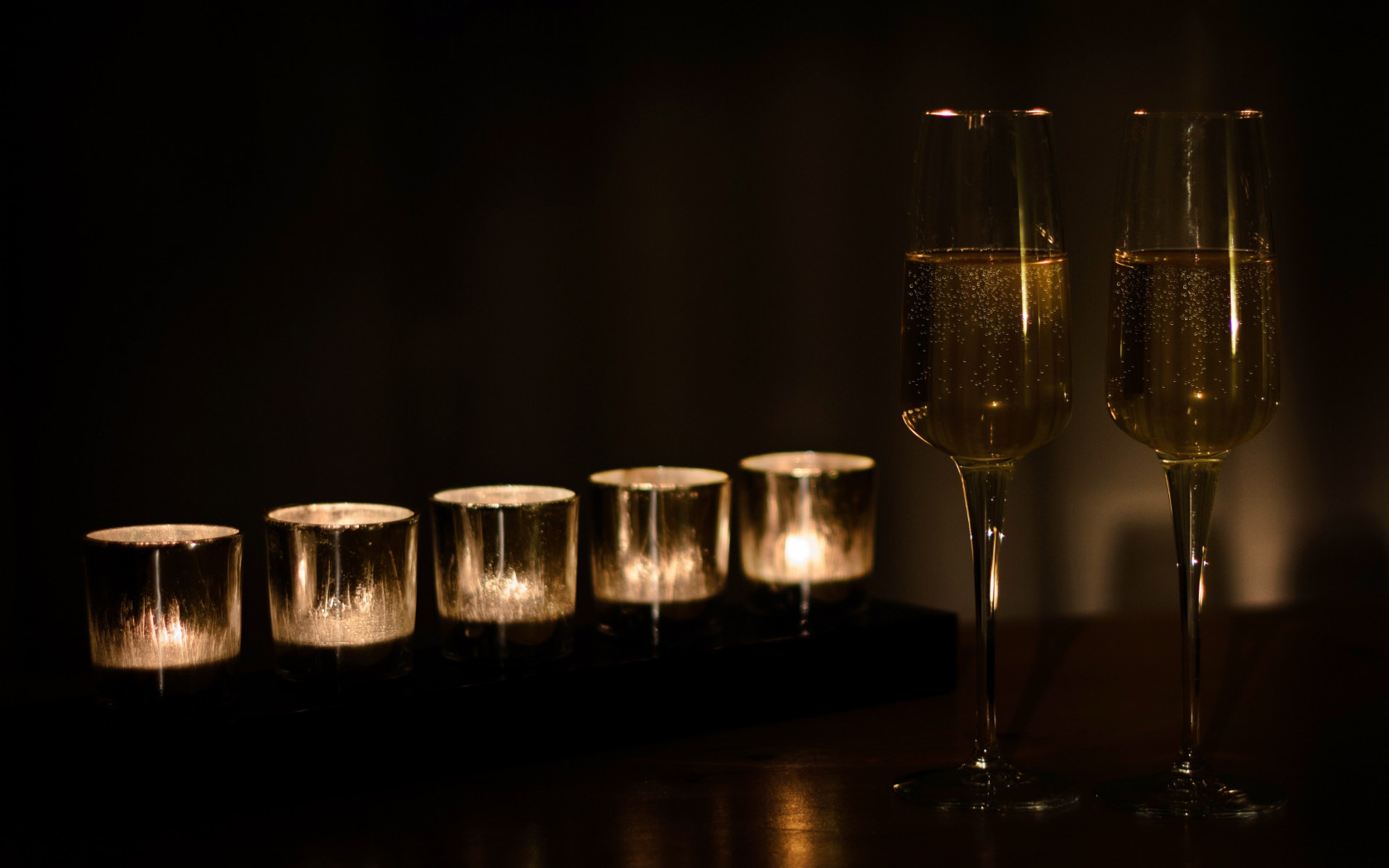 Champagne and candles wallpaper 1680x1050