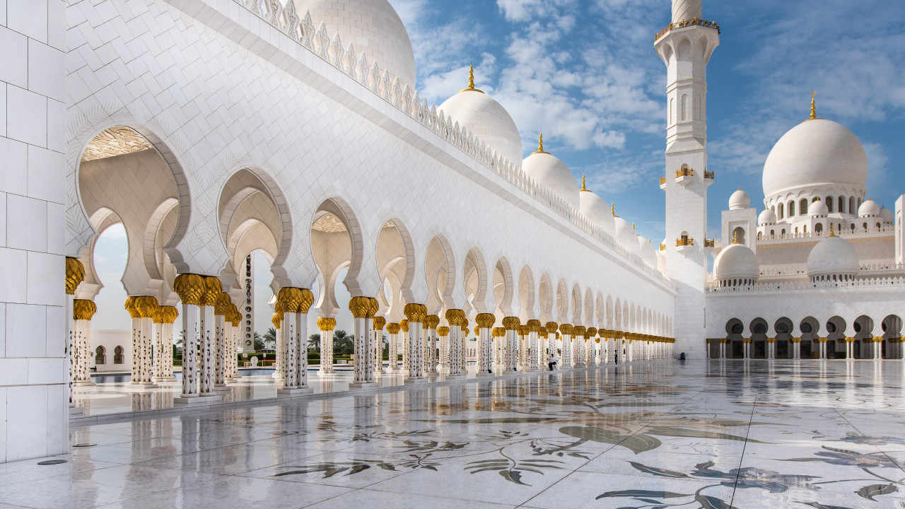 The architecture of Sheikh Zayed mosque wallpaper 1280x720