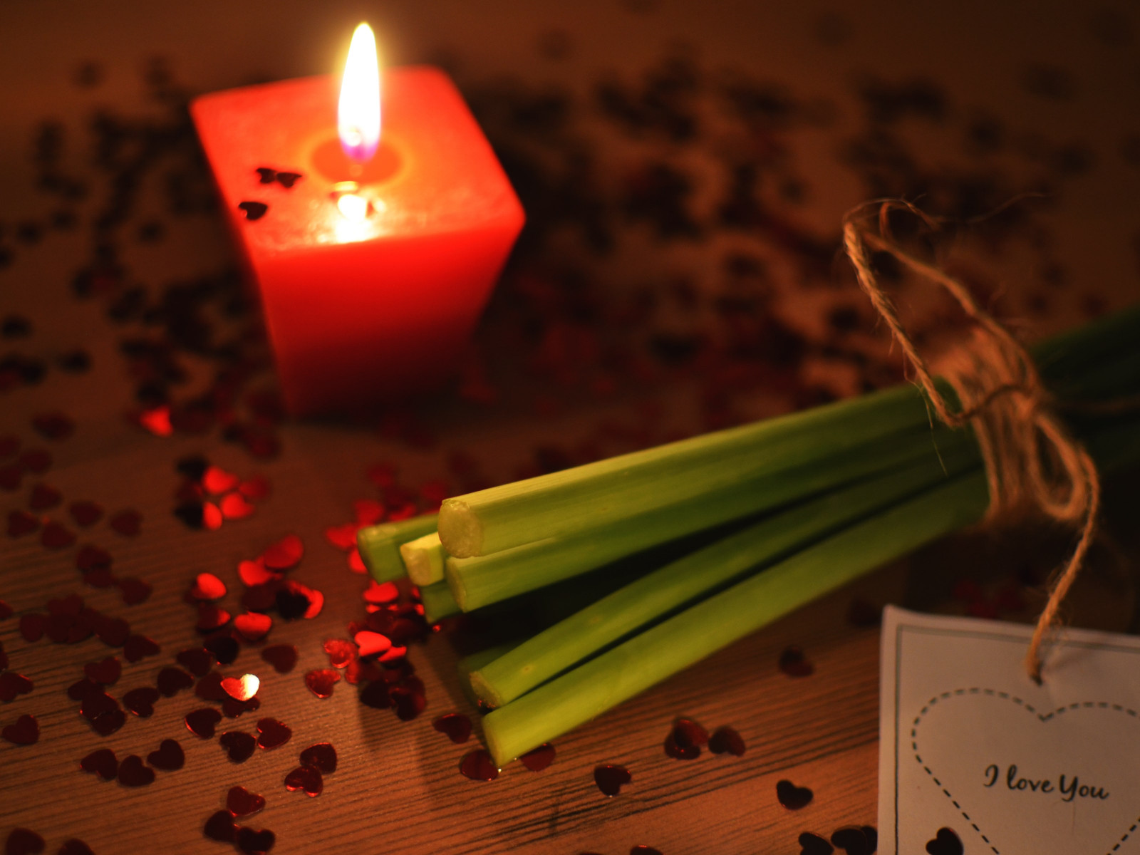 I love you, candlelight, romantic wallpaper 1600x1200
