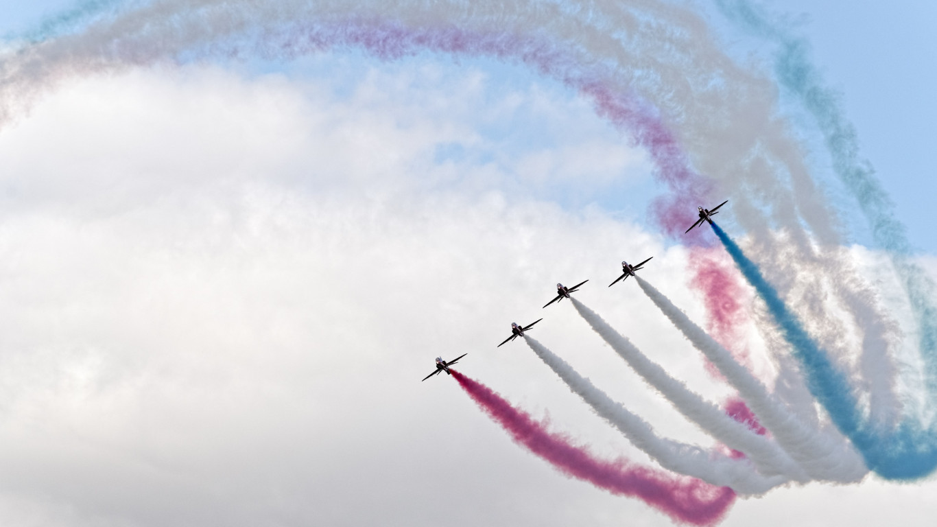 Red Arrows at Sywell Air Show wallpaper 1366x768
