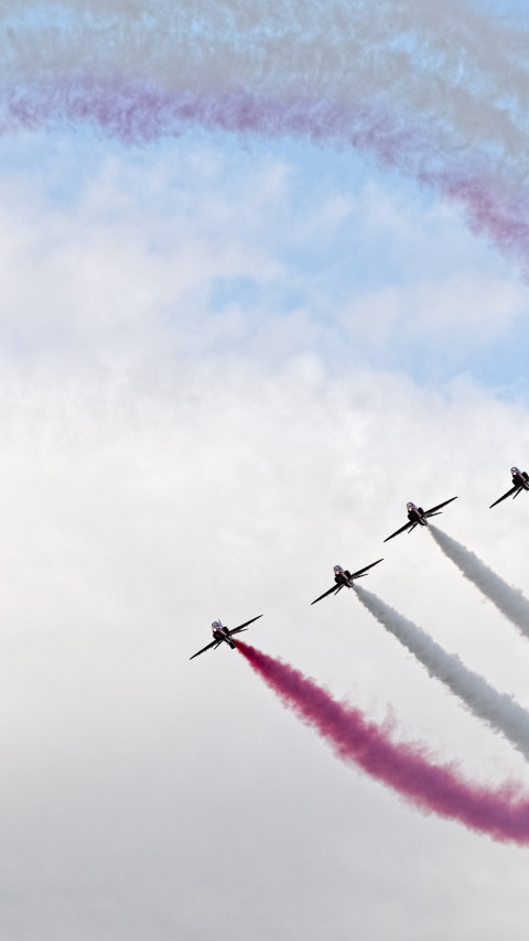 Red Arrows at Sywell Air Show wallpaper 480x854