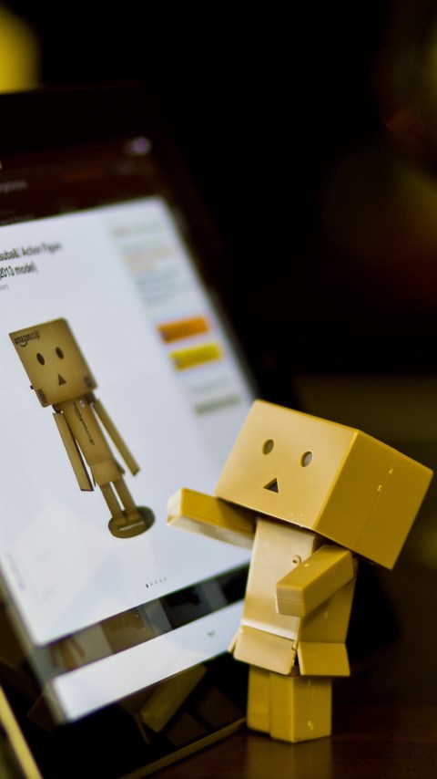 Danbo with tablet wallpaper 480x854