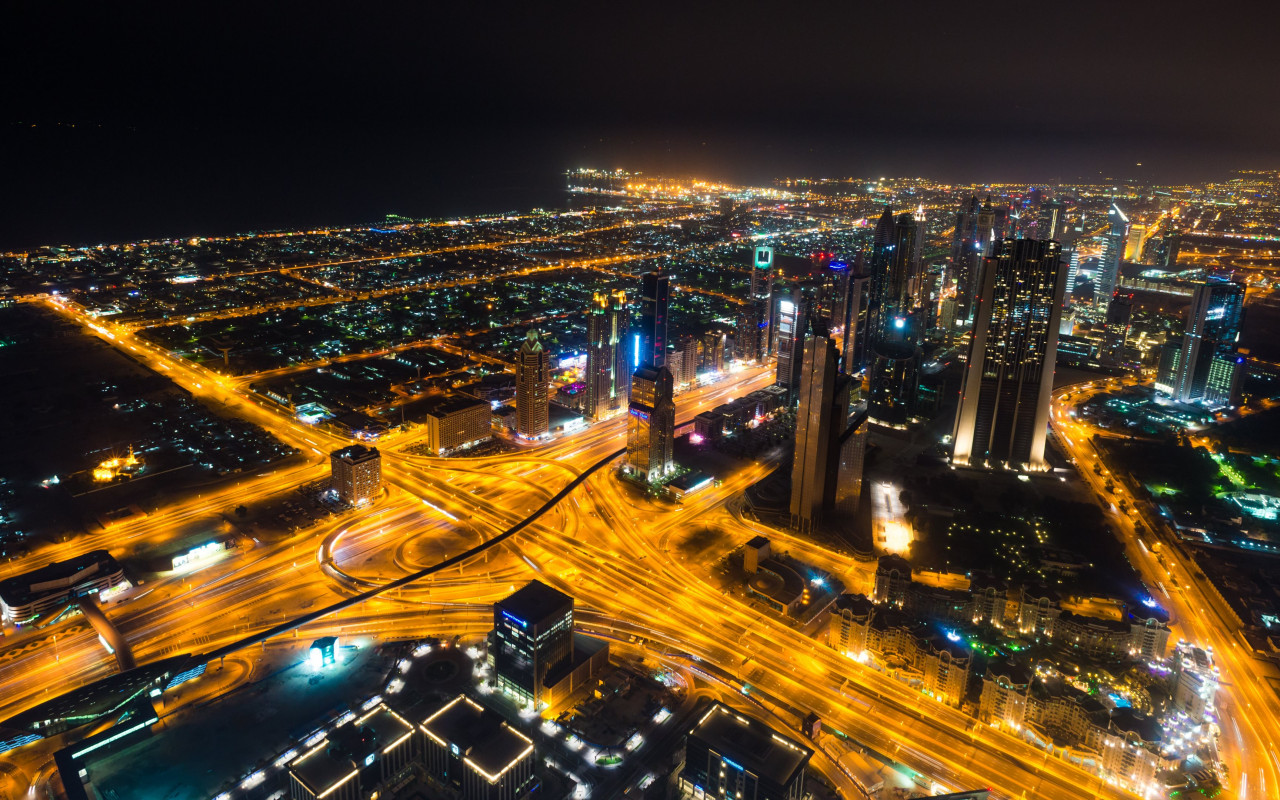 Dubai landscape by night wallpaper 1280x800
