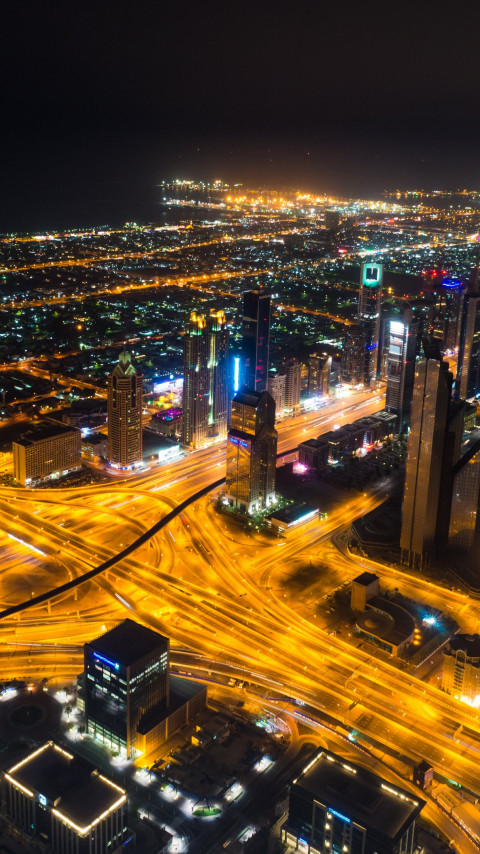 Dubai landscape by night wallpaper 480x854