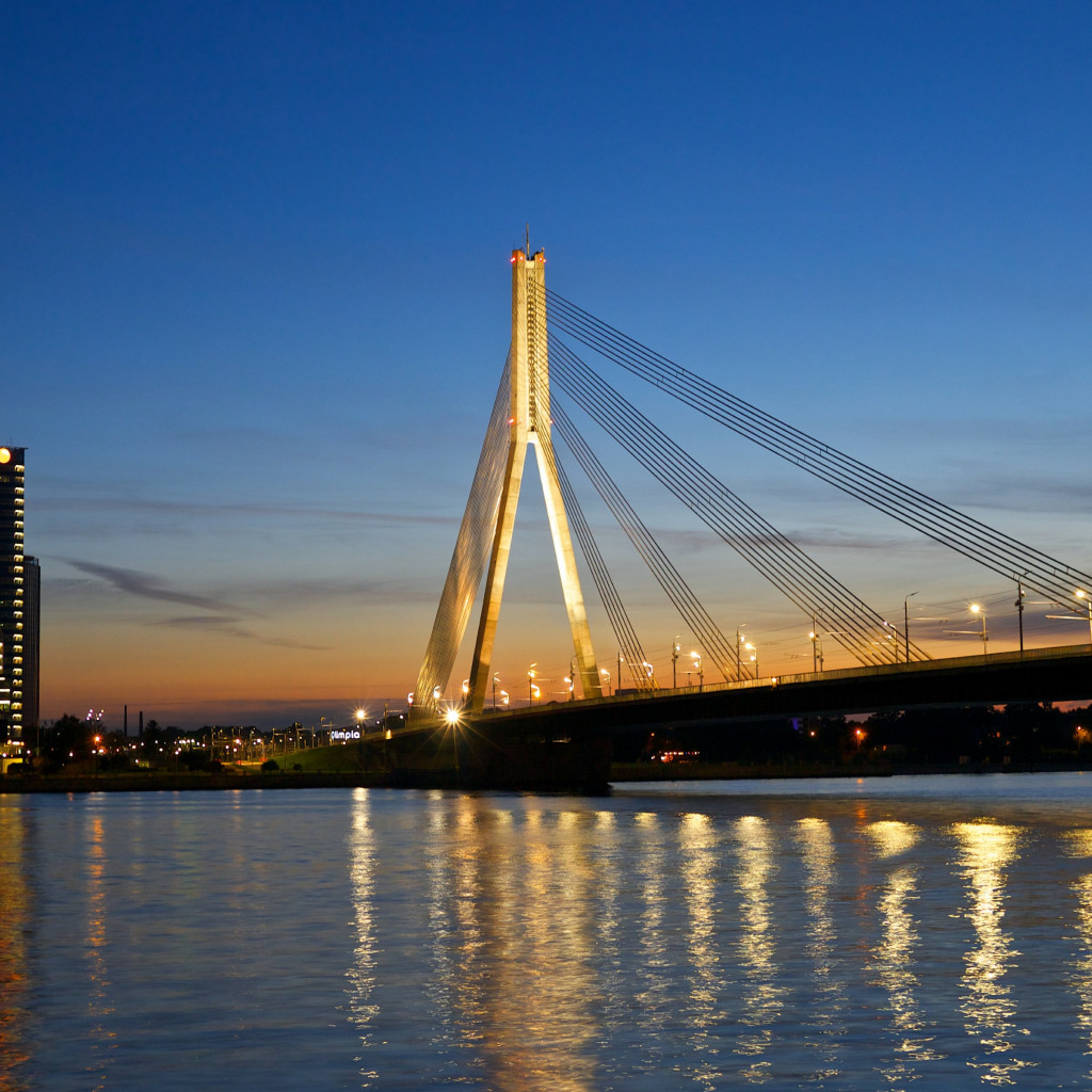 Bridge at sunset from Riga wallpaper 1024x1024