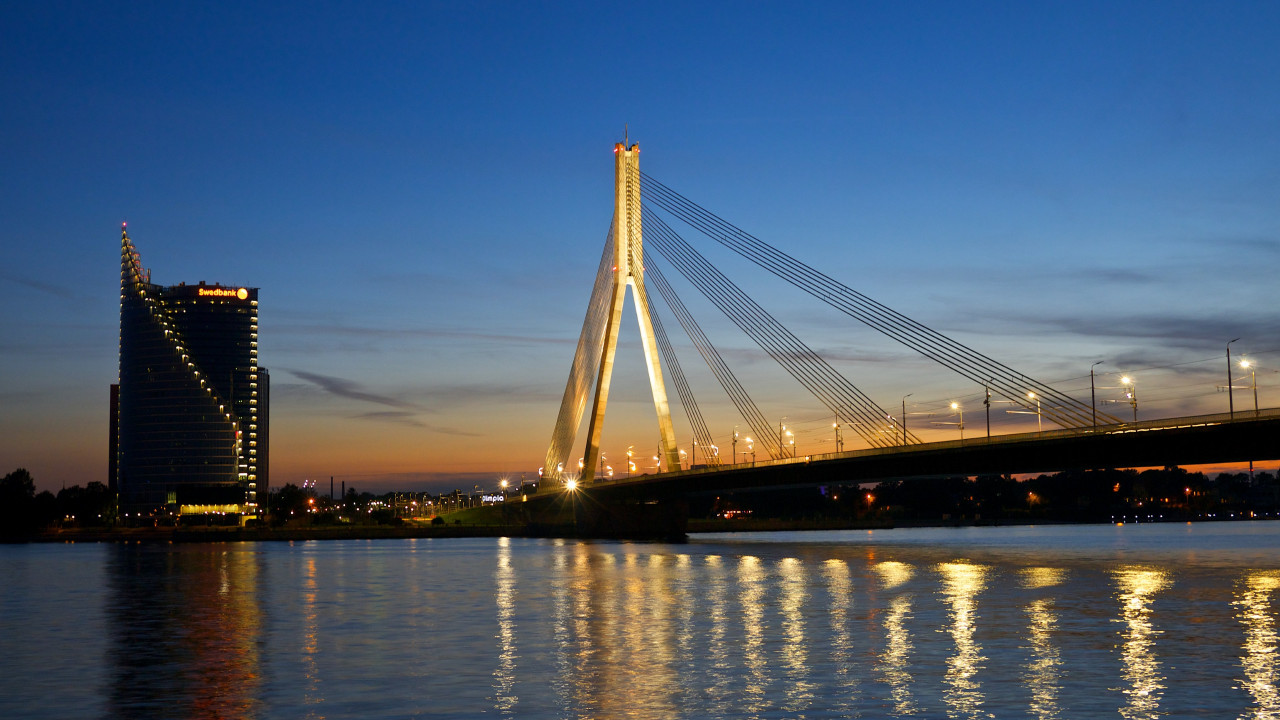 Bridge at sunset from Riga wallpaper 1280x720