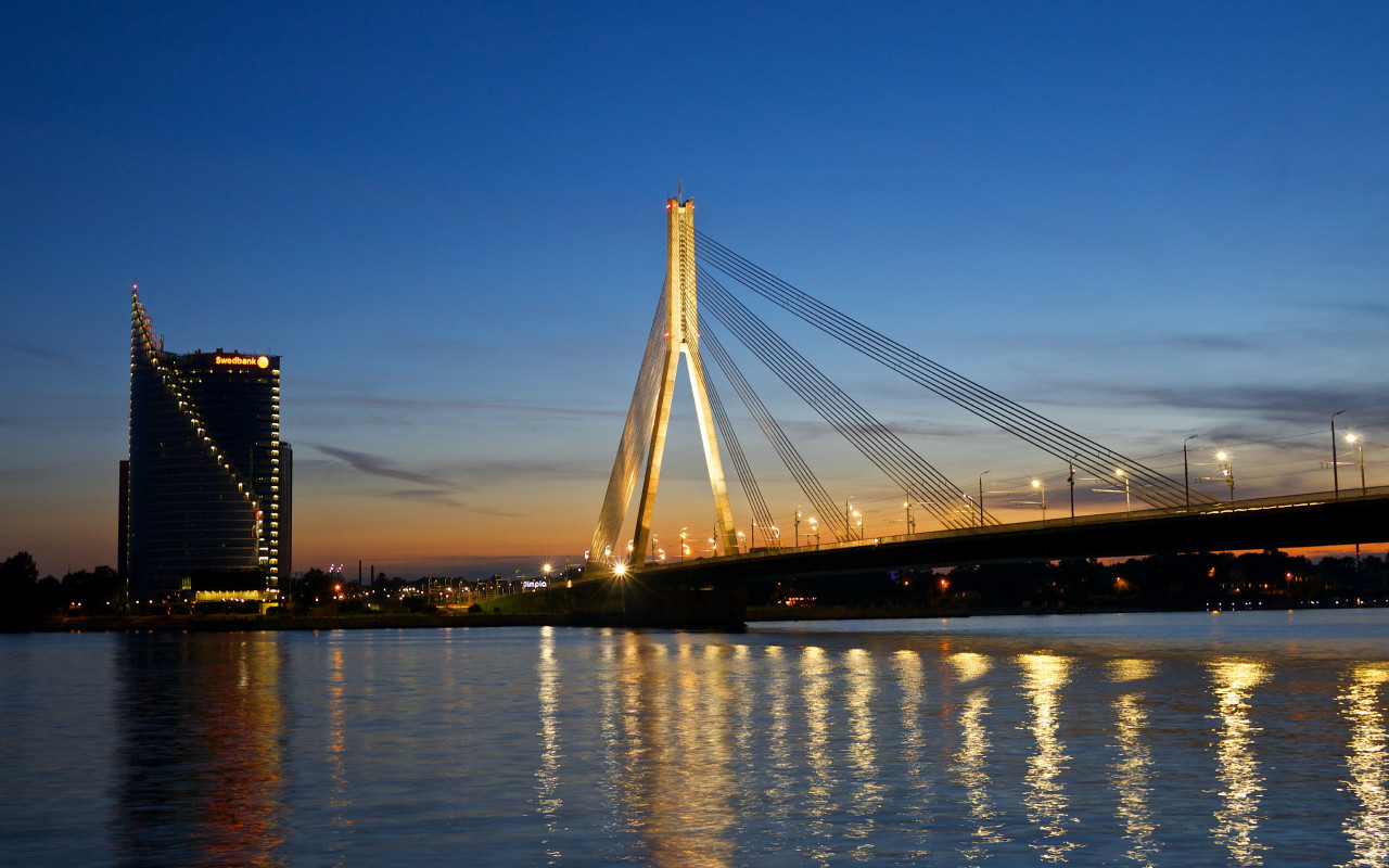 Bridge at sunset from Riga wallpaper 1280x800