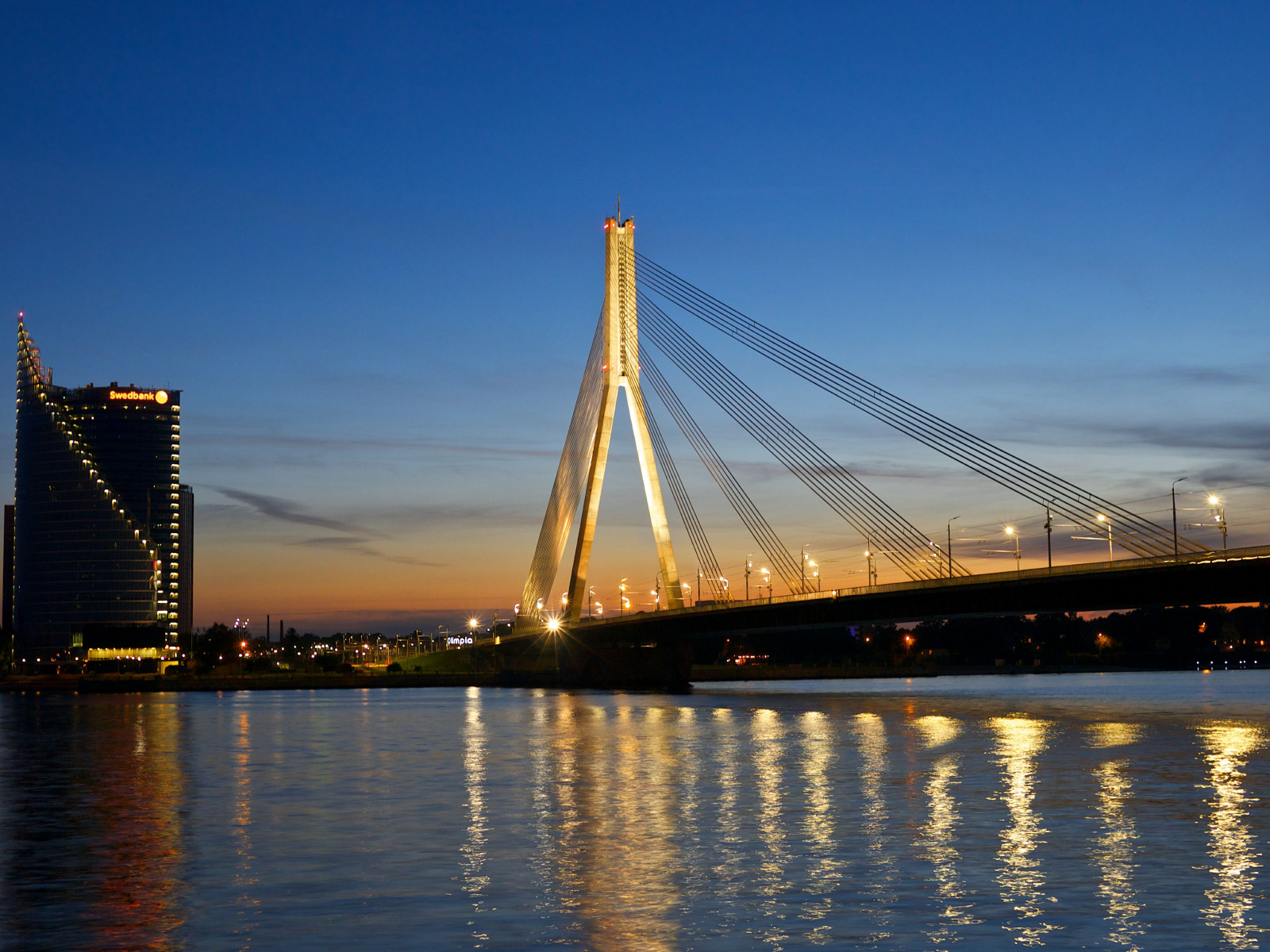 Bridge at sunset from Riga wallpaper 1600x1200