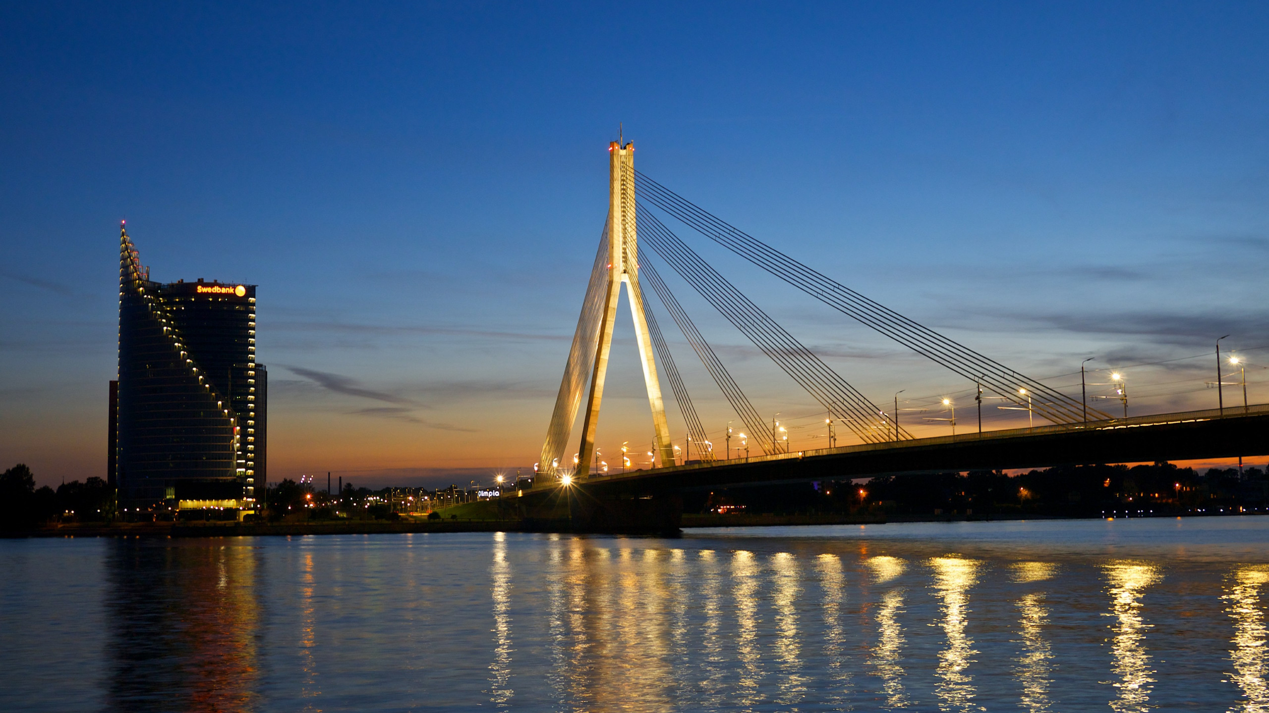 Bridge at sunset from Riga wallpaper 2560x1440