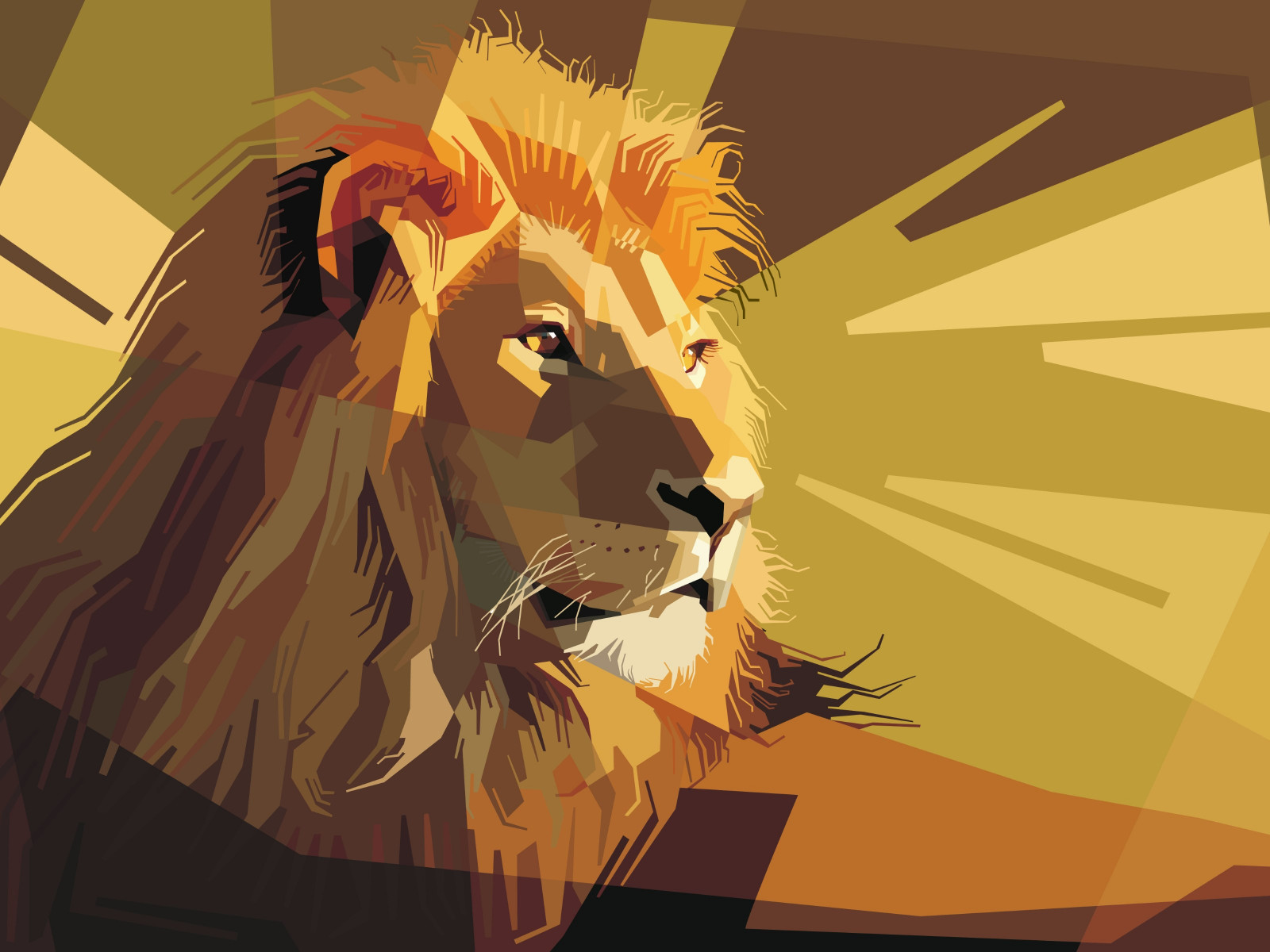 Digital drawing of a lion male wallpaper 1024x768