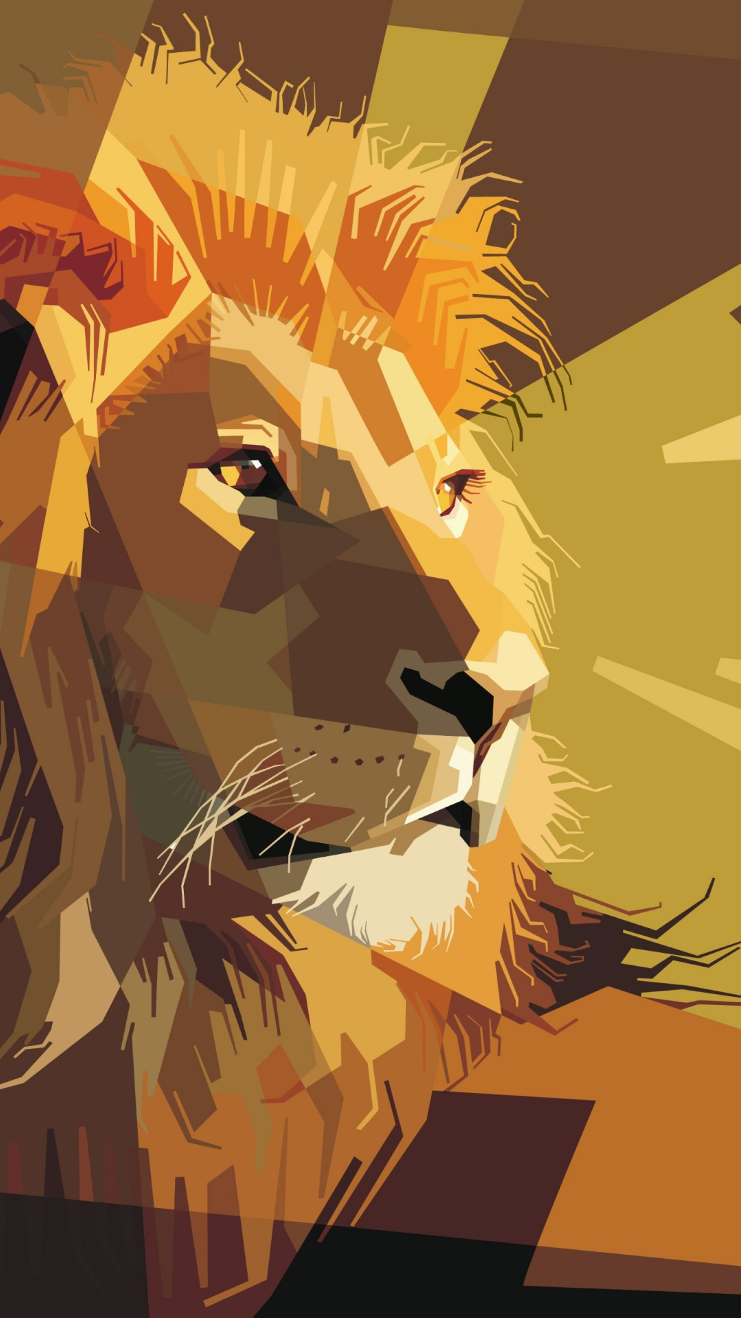 Digital drawing of a lion male wallpaper 1080x1920
