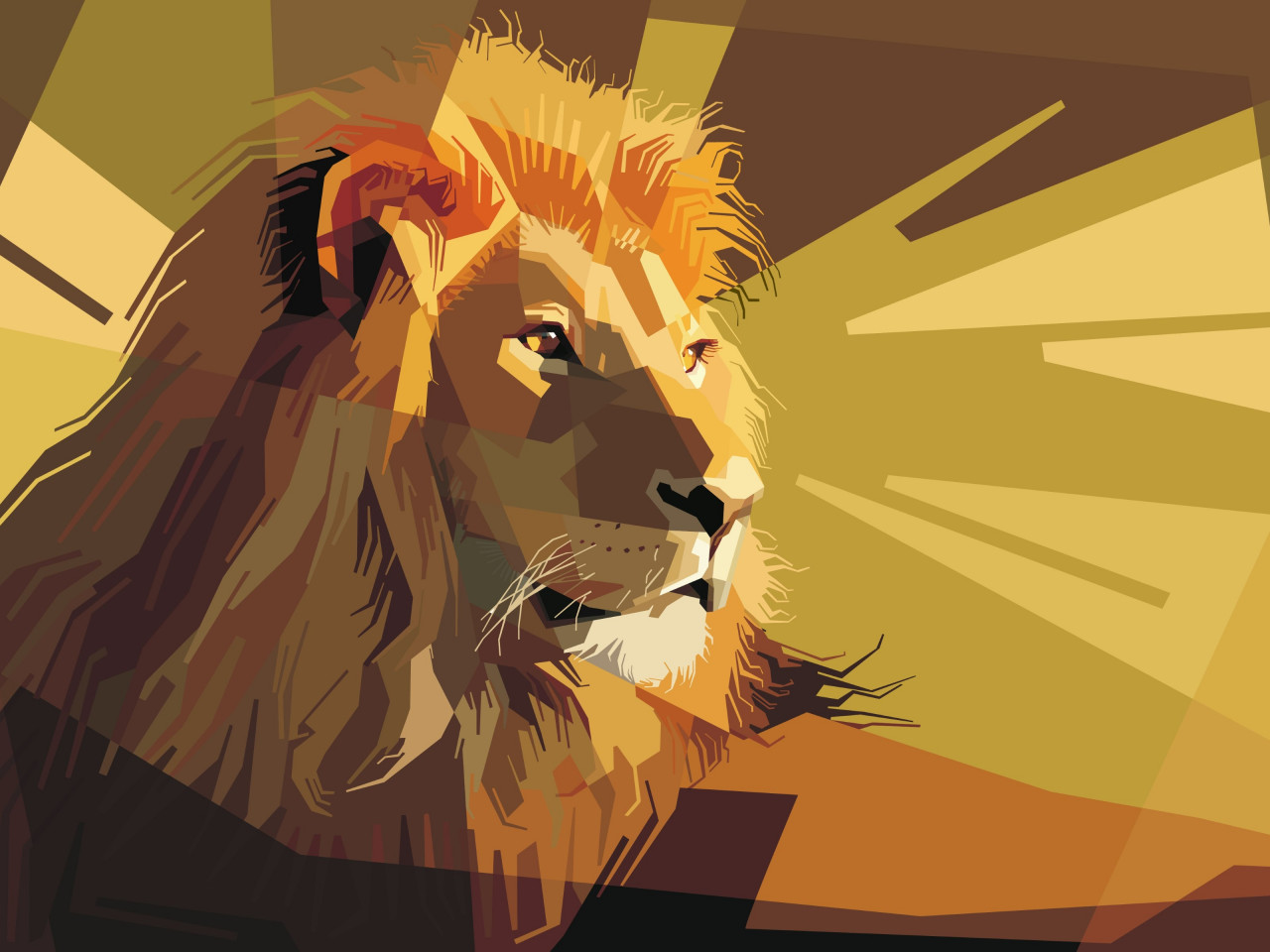 Digital drawing of a lion male wallpaper 1280x960