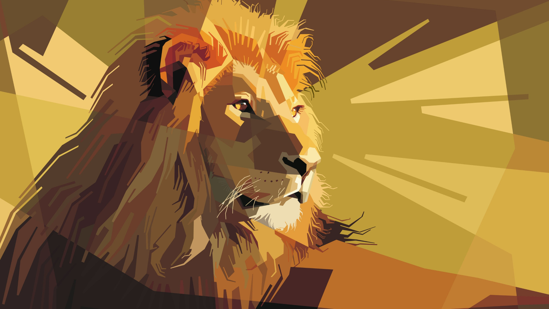 Digital drawing of a lion male wallpaper 1920x1080