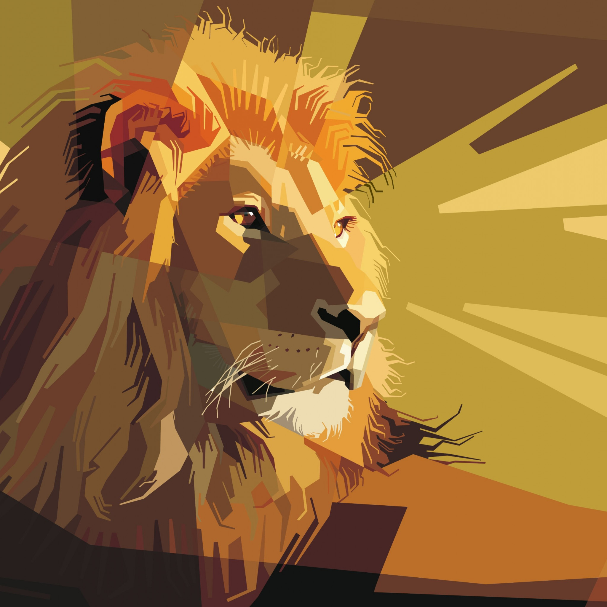 Digital drawing of a lion male wallpaper 2048x2048