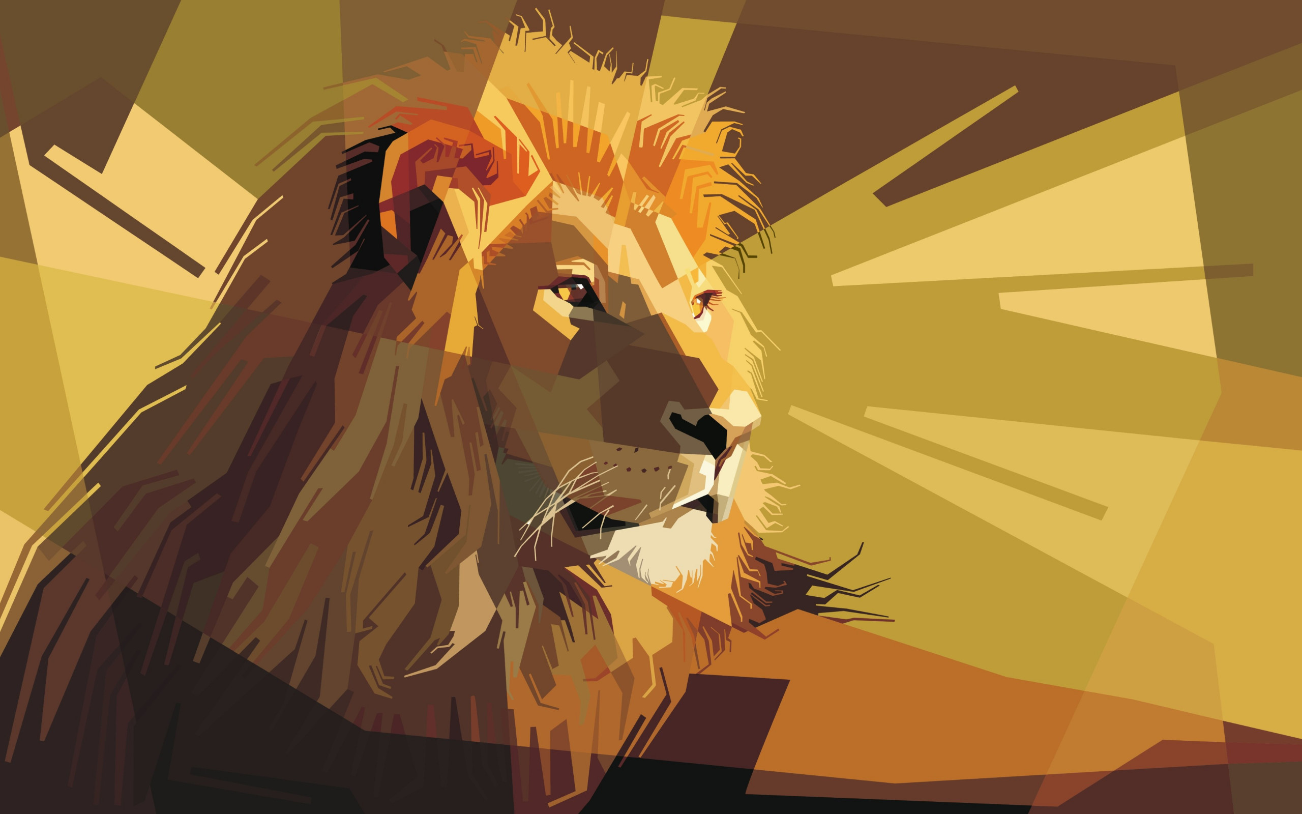Digital drawing of a lion male wallpaper 2560x1600