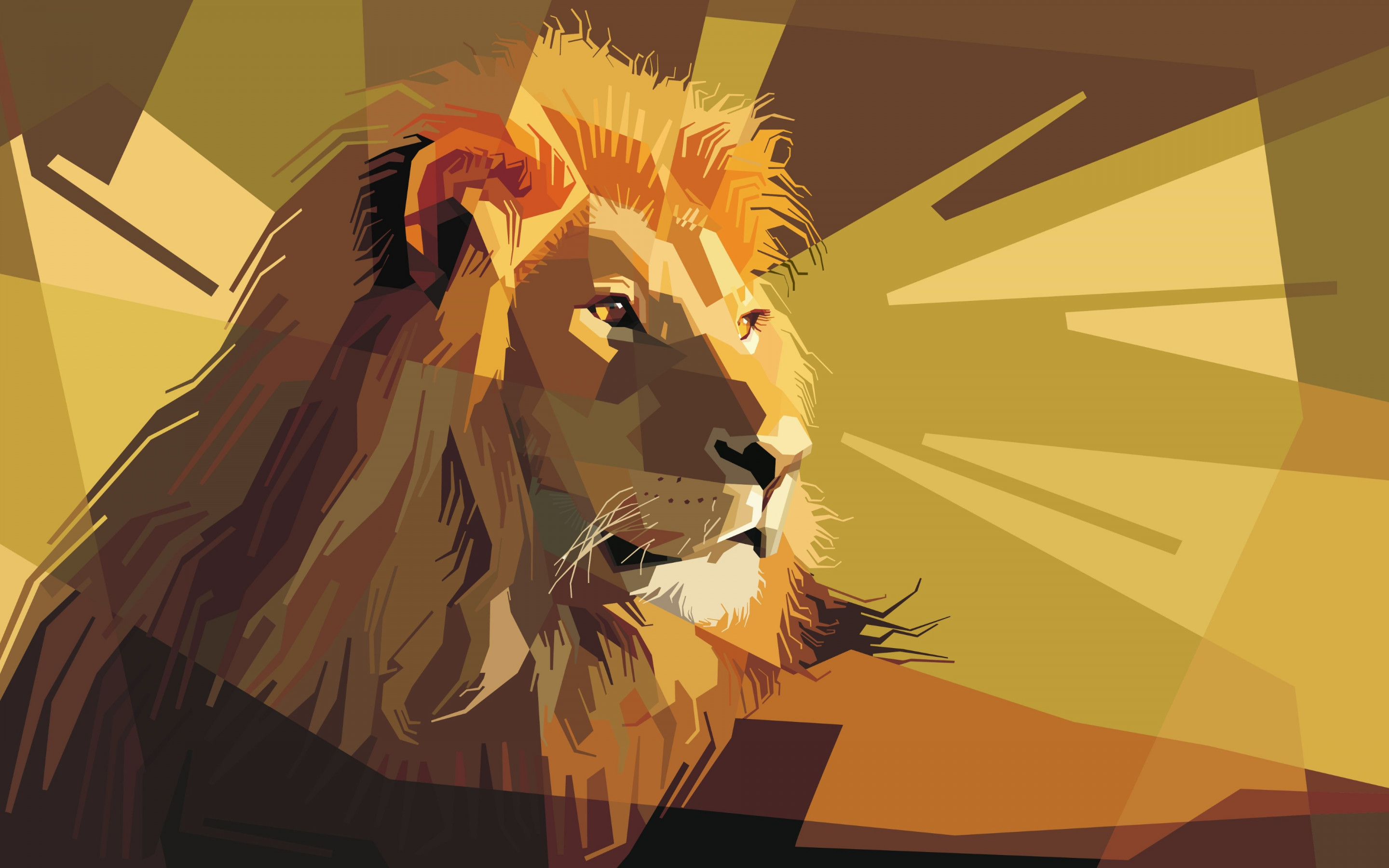 Digital drawing of a lion male wallpaper 2880x1800