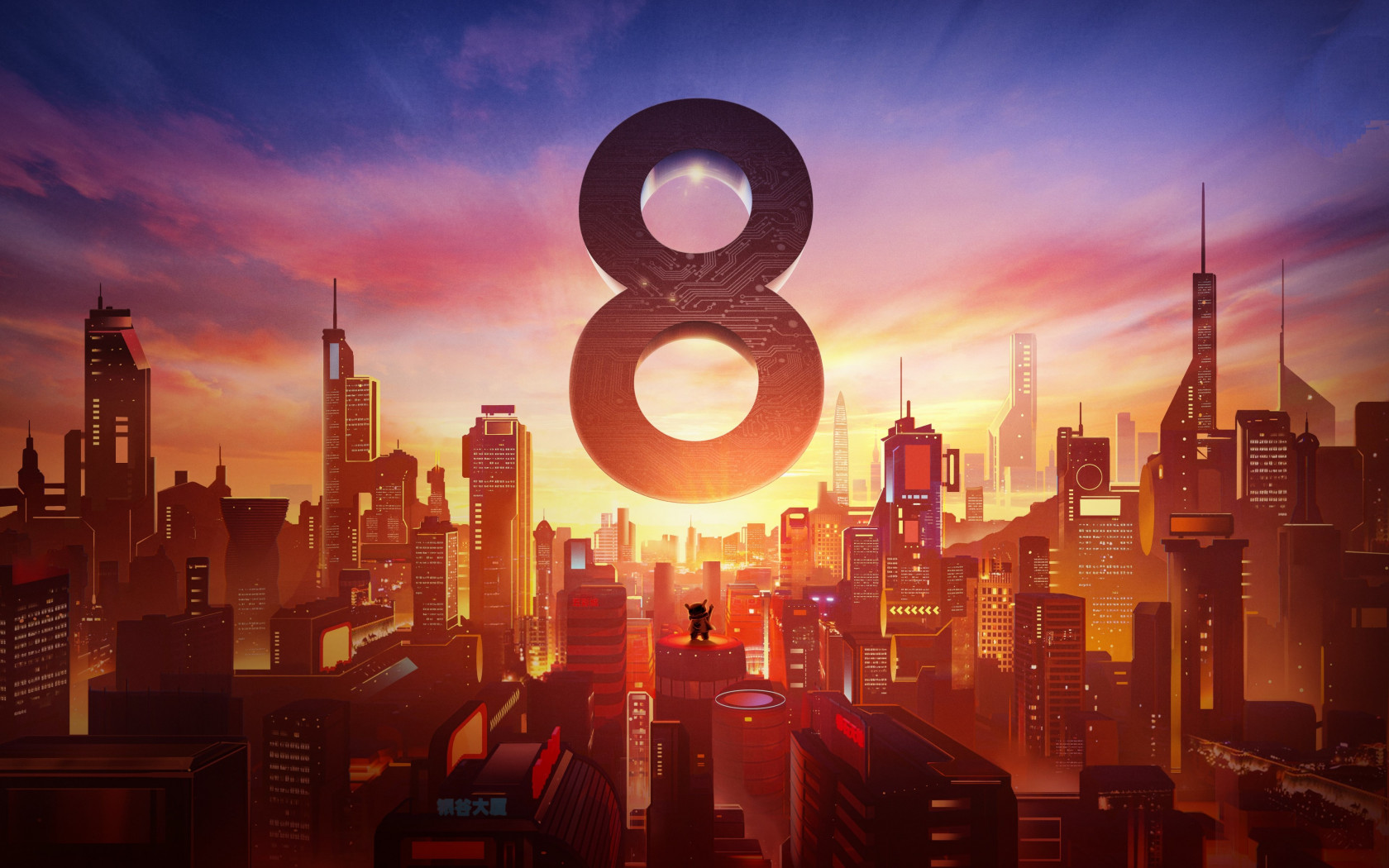 Xiaomi Mi 8. Poster from the launch event wallpaper 1680x1050