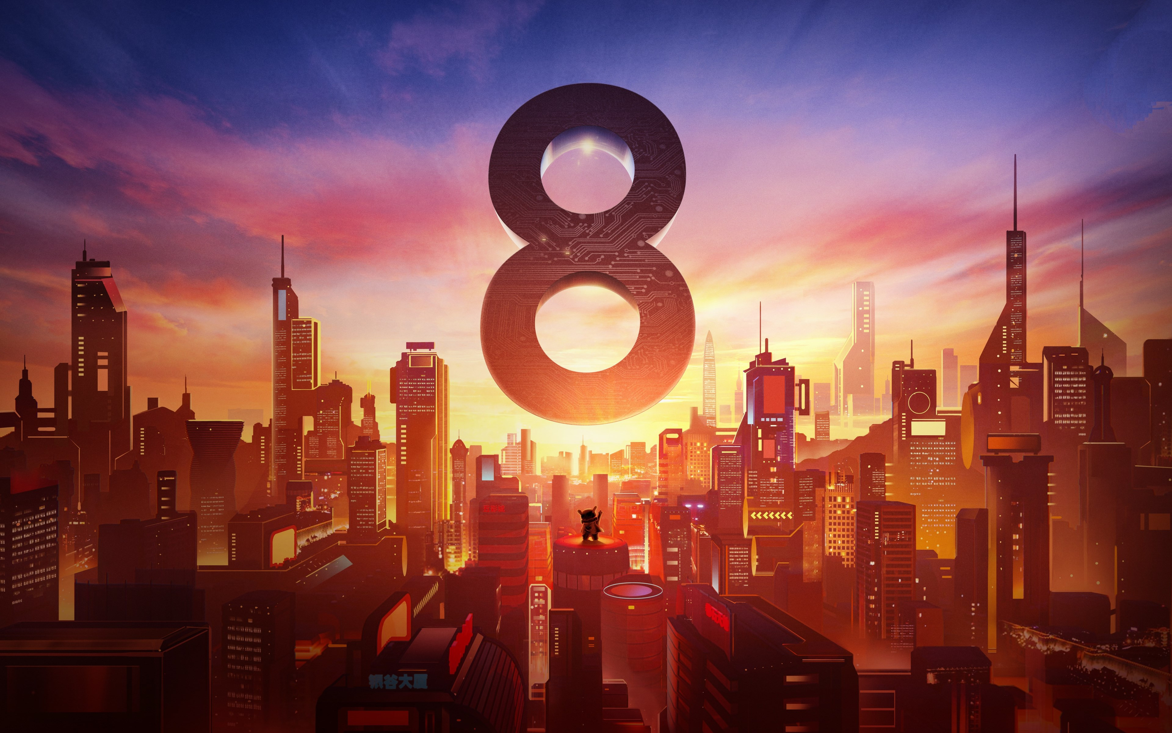 Xiaomi Mi 8. Poster from the launch event wallpaper 3840x2400