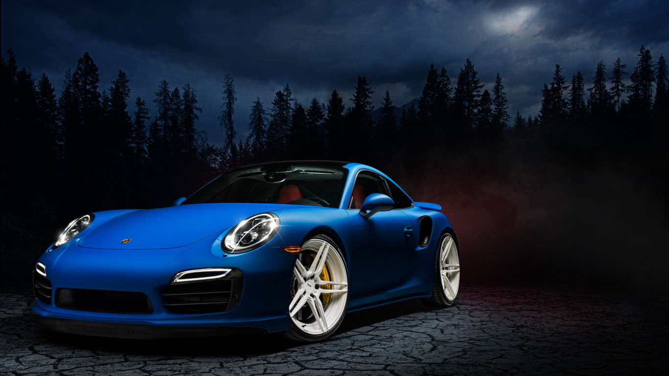 Porsche 911 blue wallpaper 1366x768