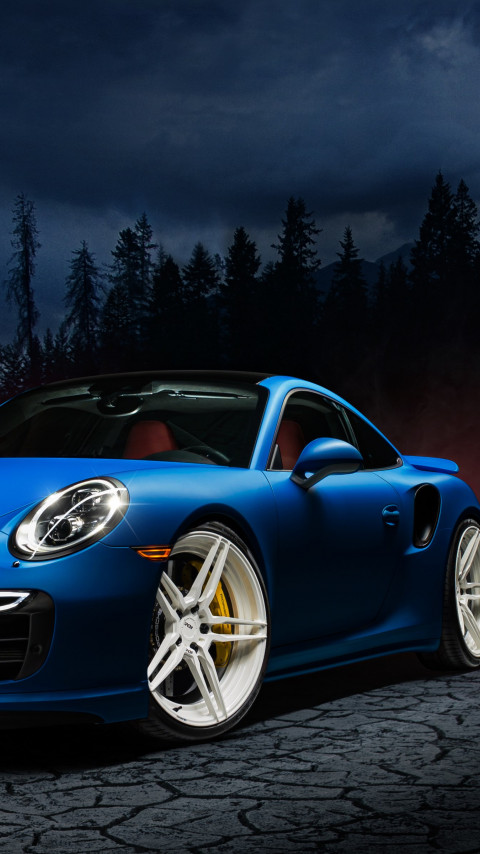 Porsche 911 blue wallpaper 480x854