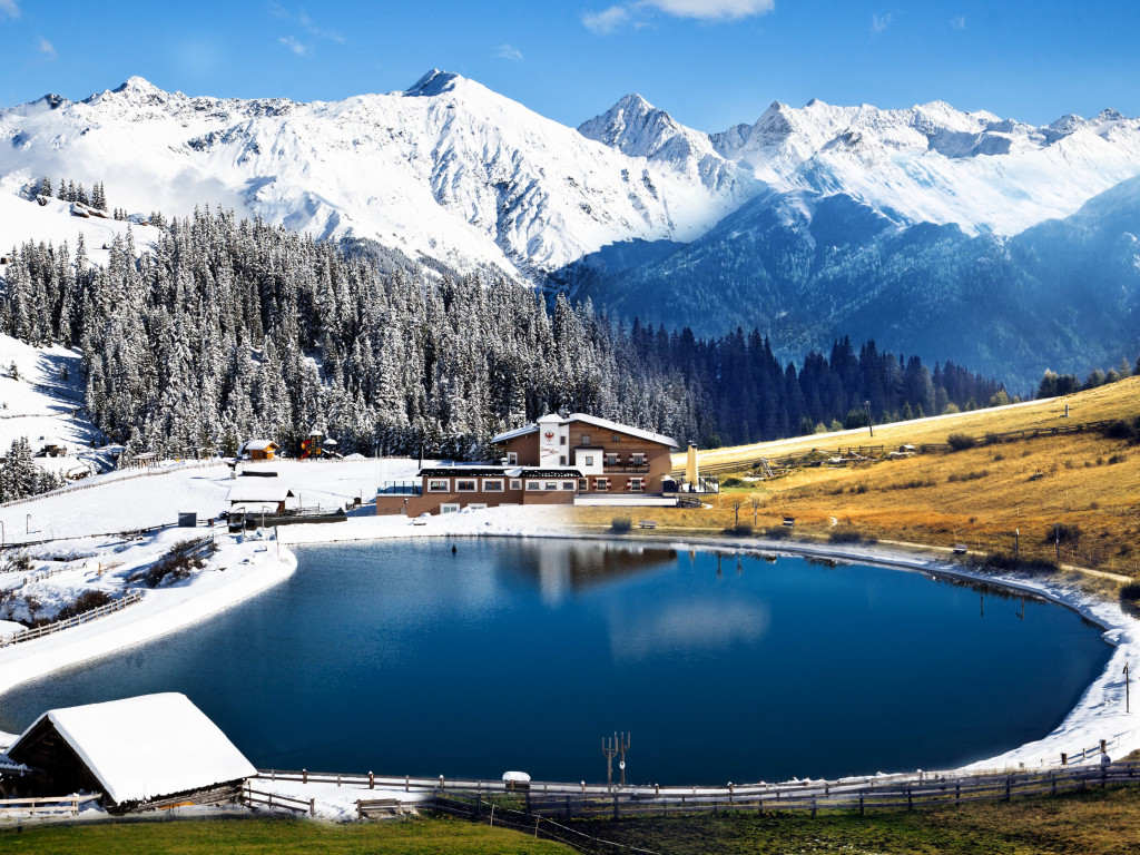 Winter landscape from Alps wallpaper 1024x768