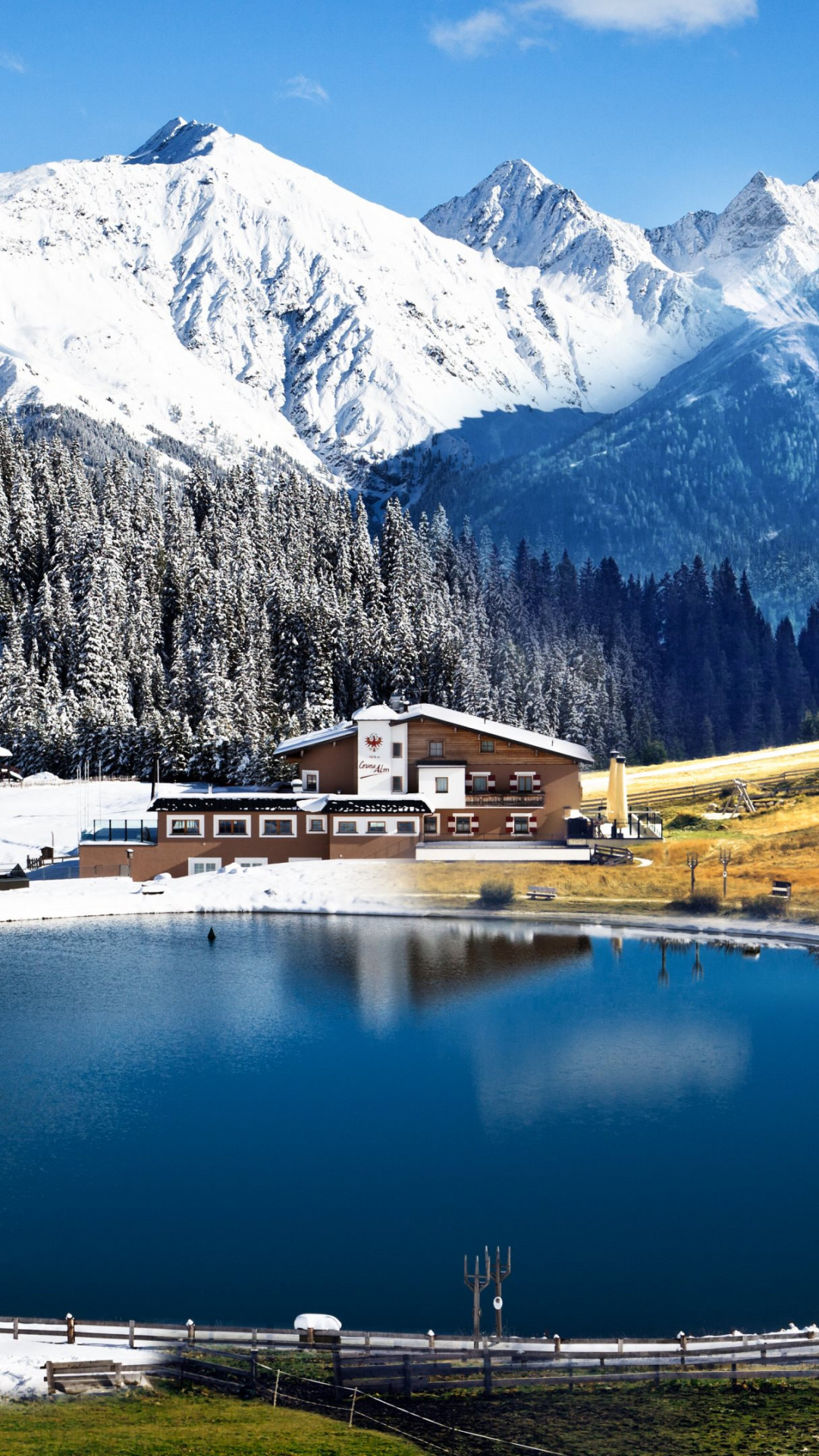 Winter landscape from Alps wallpaper 1080x1920