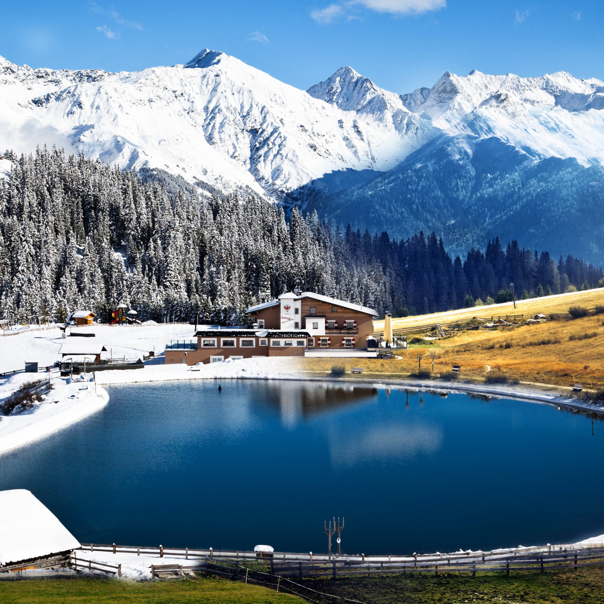 Winter landscape from Alps wallpaper 2048x2048