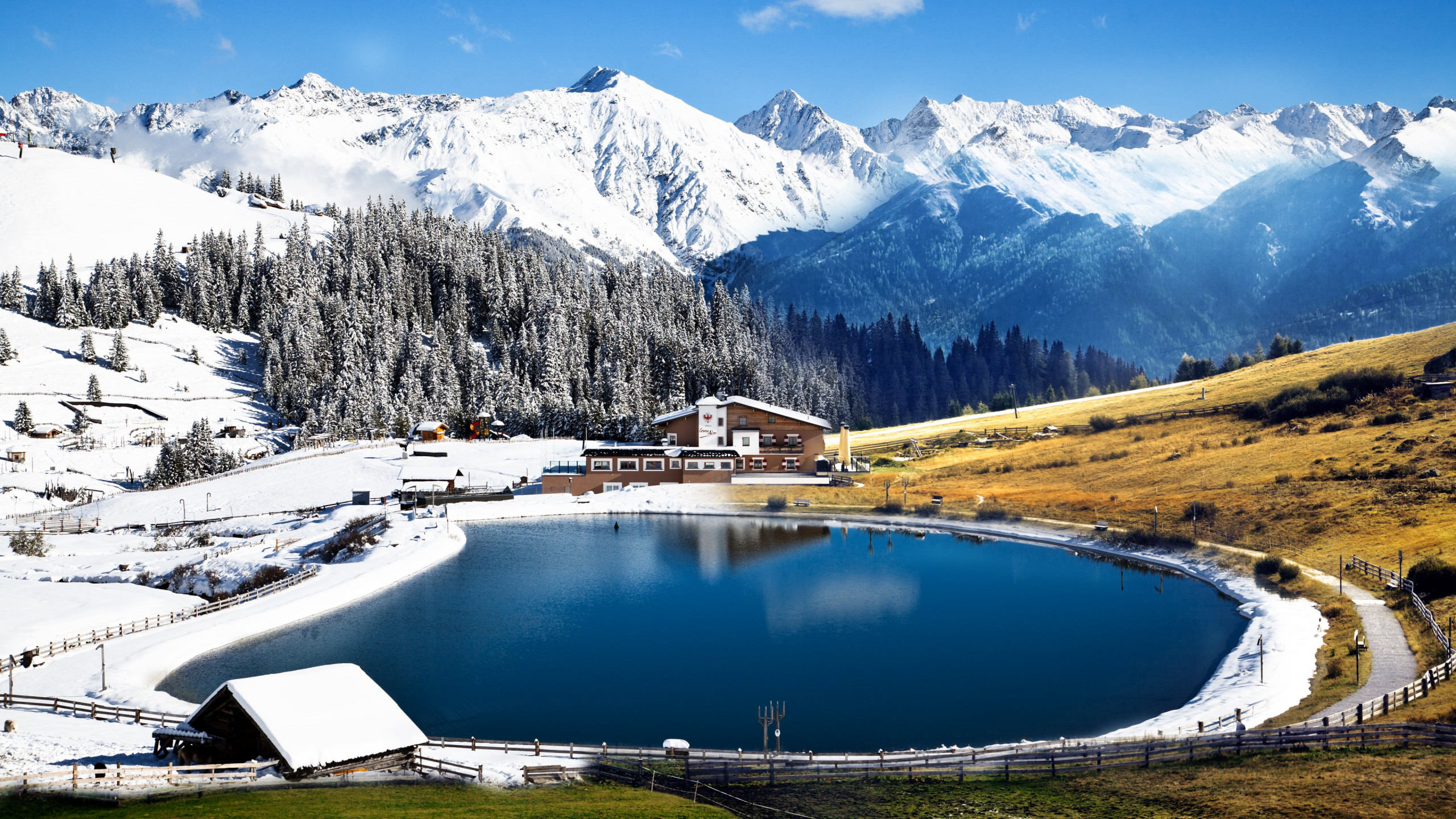 Winter landscape from Alps wallpaper 2560x1440