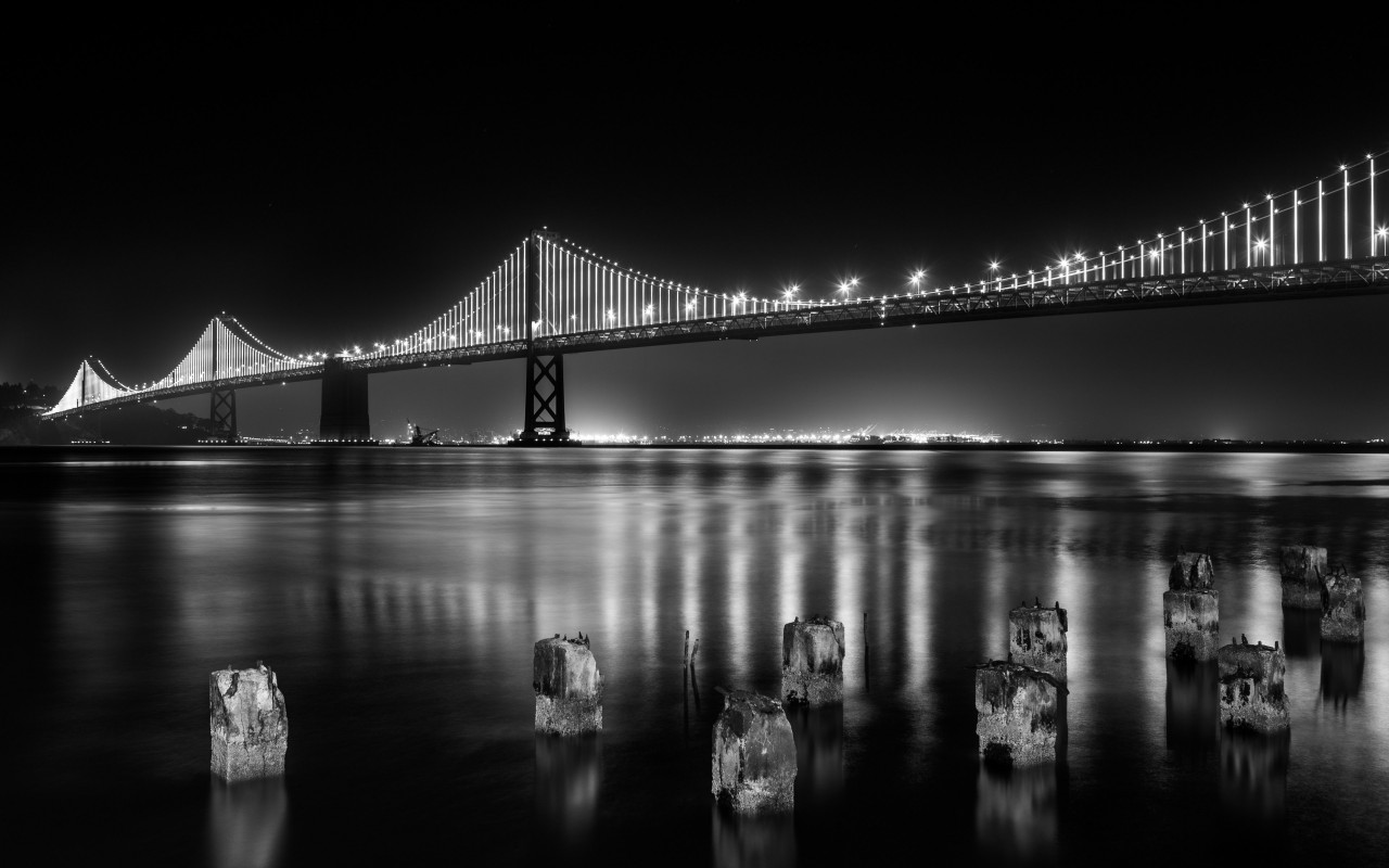 Bay bridge from San Francisco wallpaper 1280x800