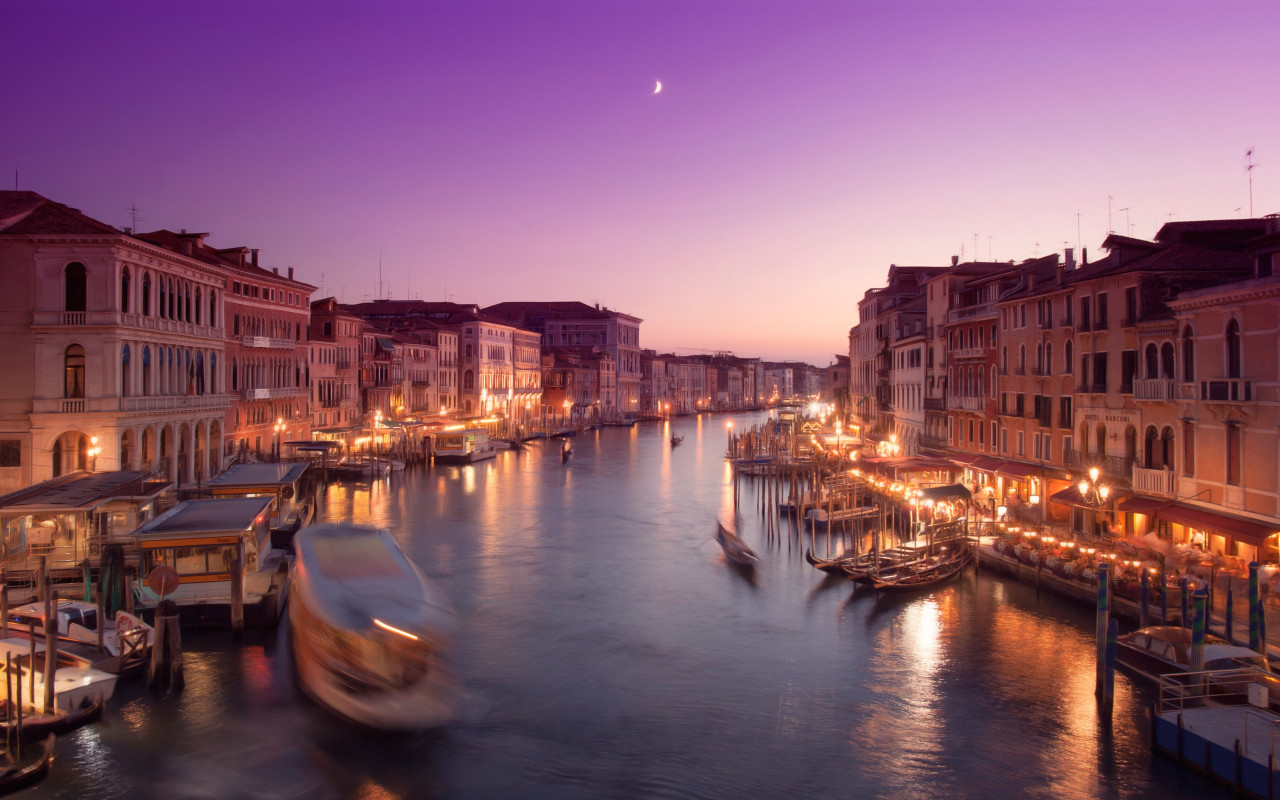 Romantic sunset in Venice wallpaper 1280x800